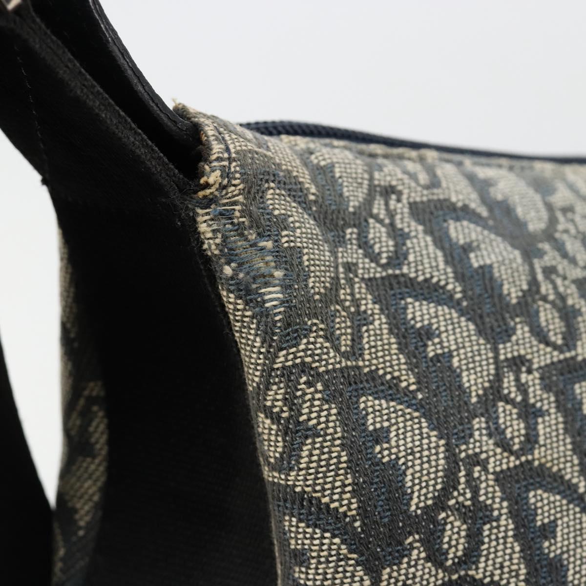 Christian Dior Trotter Canvas Shoulder Bag Navy Silver Auth 184967A