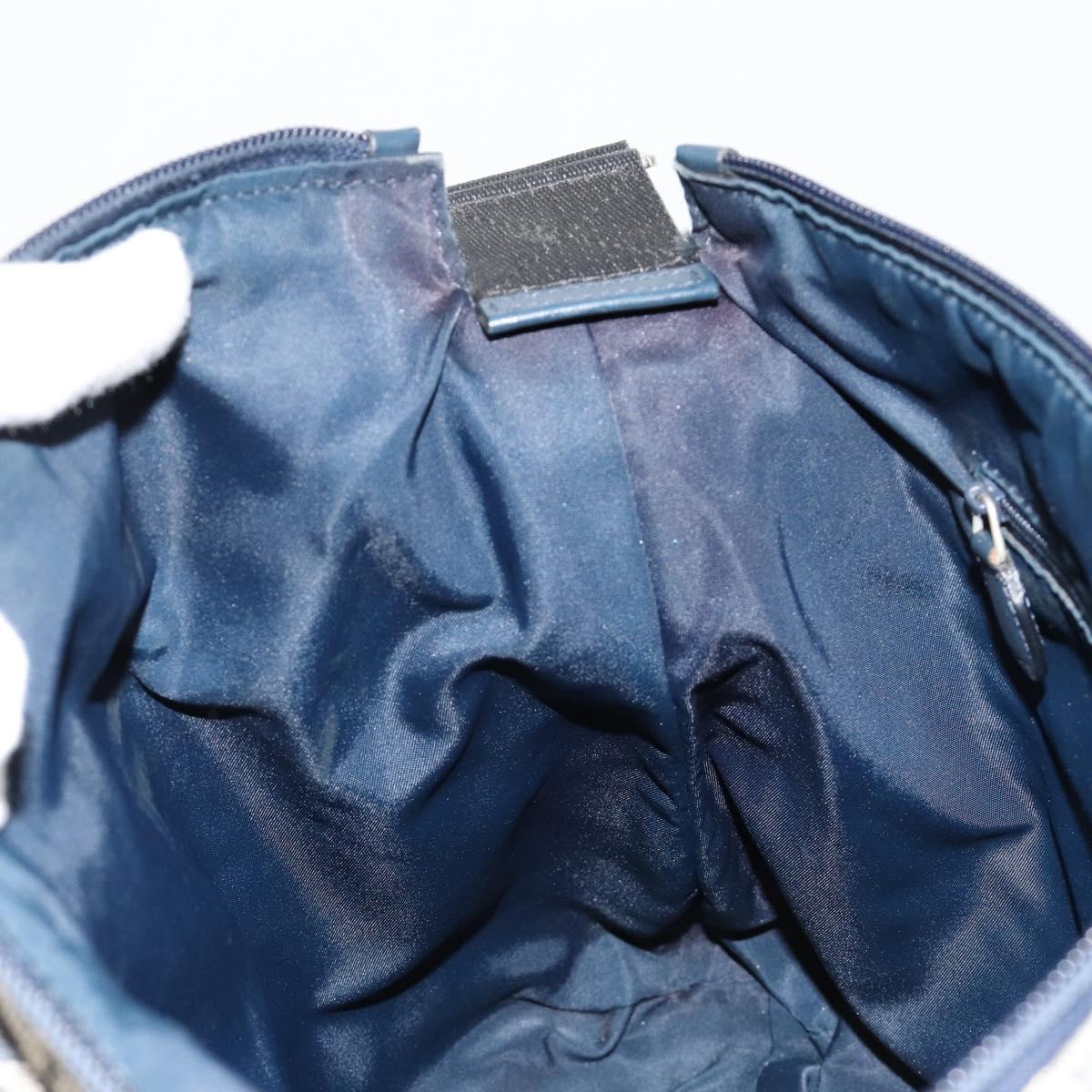 Christian Dior Trotter Canvas Shoulder Bag Navy Silver Auth 184967A