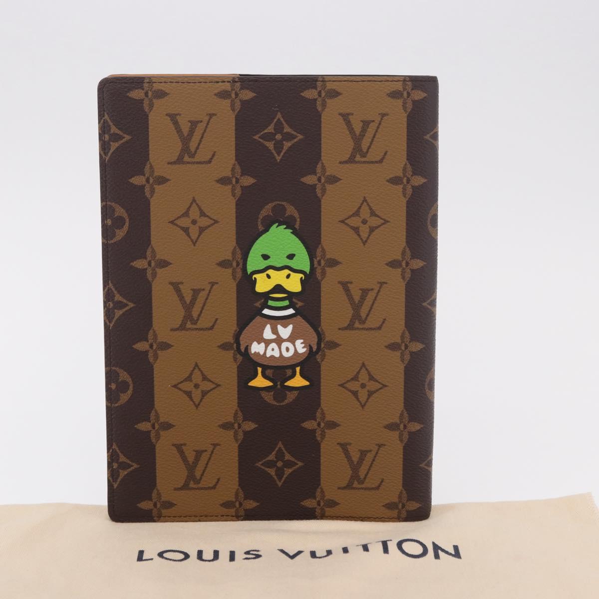 LOUIS VUITTON Monogram Stripe NIGO Quverture Carnet Brown GI0720 LV Auth 184969M