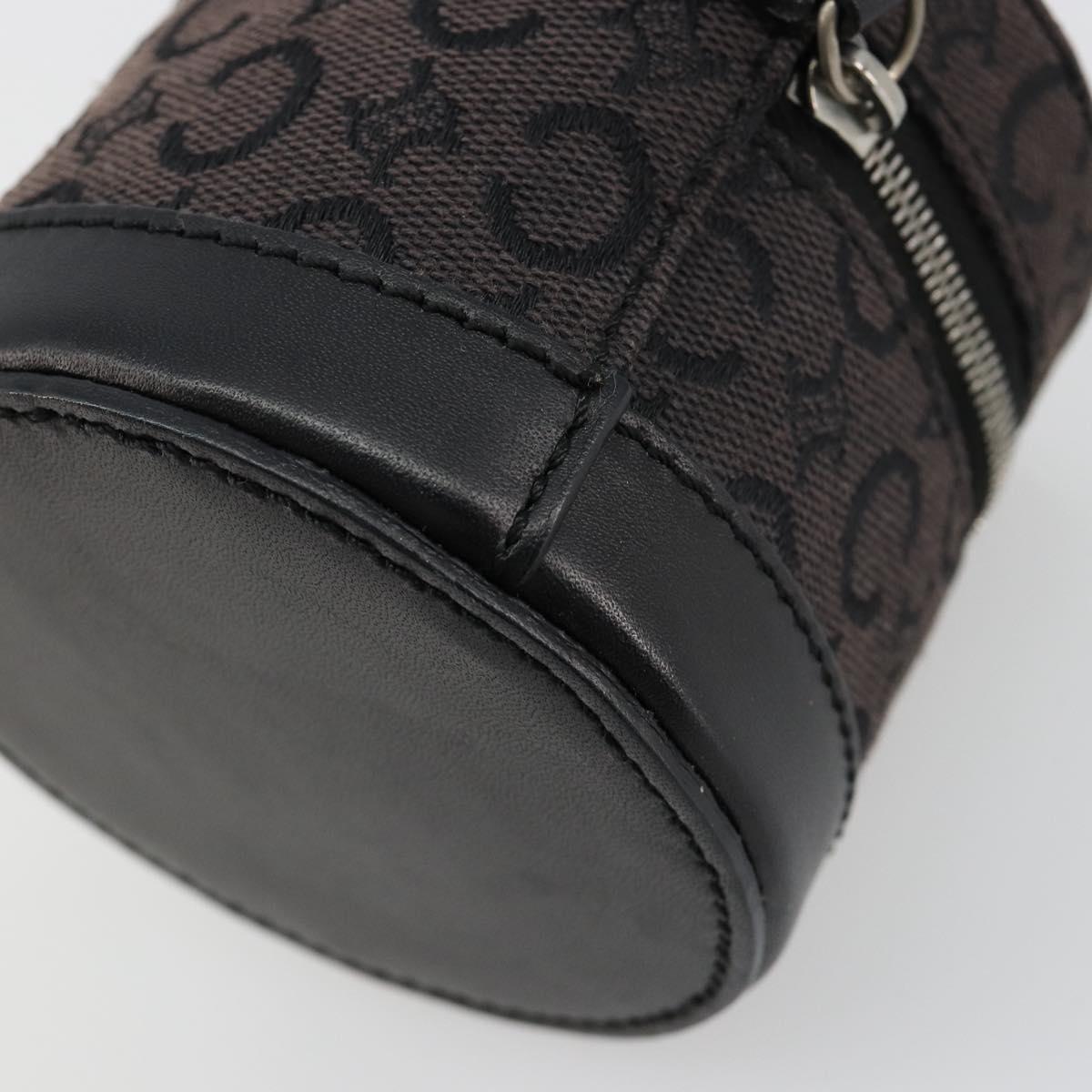 CELINE C Macadam Canvas Pouch PVC Leather Brown Gold Auth 184972A
