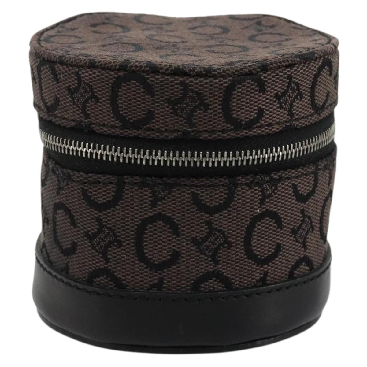 CELINE C Macadam Canvas Pouch PVC Leather Brown Gold Auth 184972A