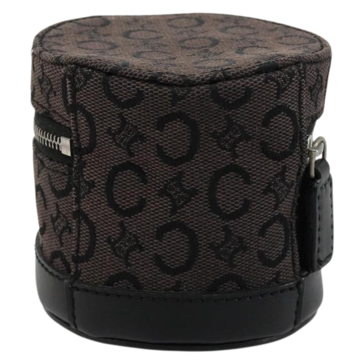 CELINE C Macadam Canvas Pouch PVC Leather Brown Gold Auth 184972A