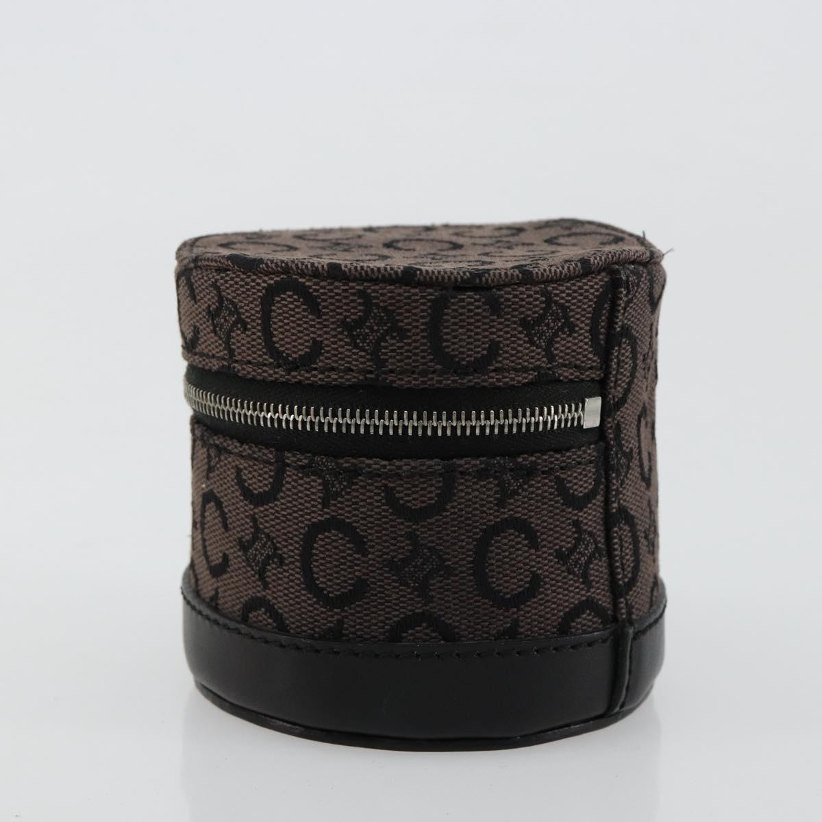 CELINE C Macadam Canvas Pouch PVC Leather Brown Gold Auth 184972A