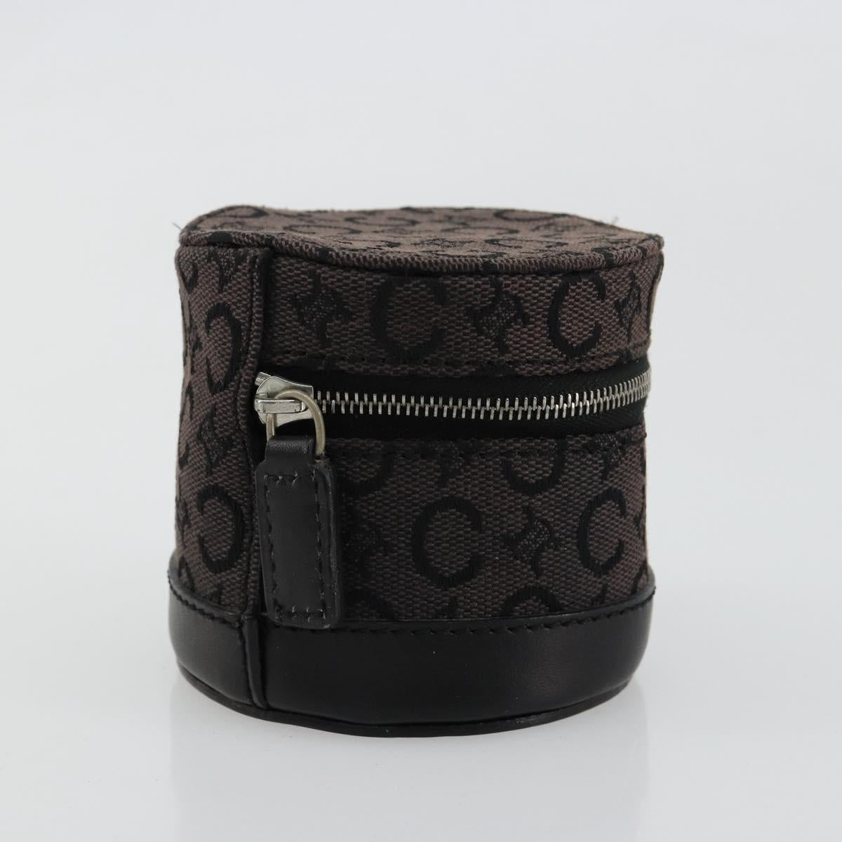 CELINE C Macadam Canvas Pouch PVC Leather Brown Gold Auth 184972A