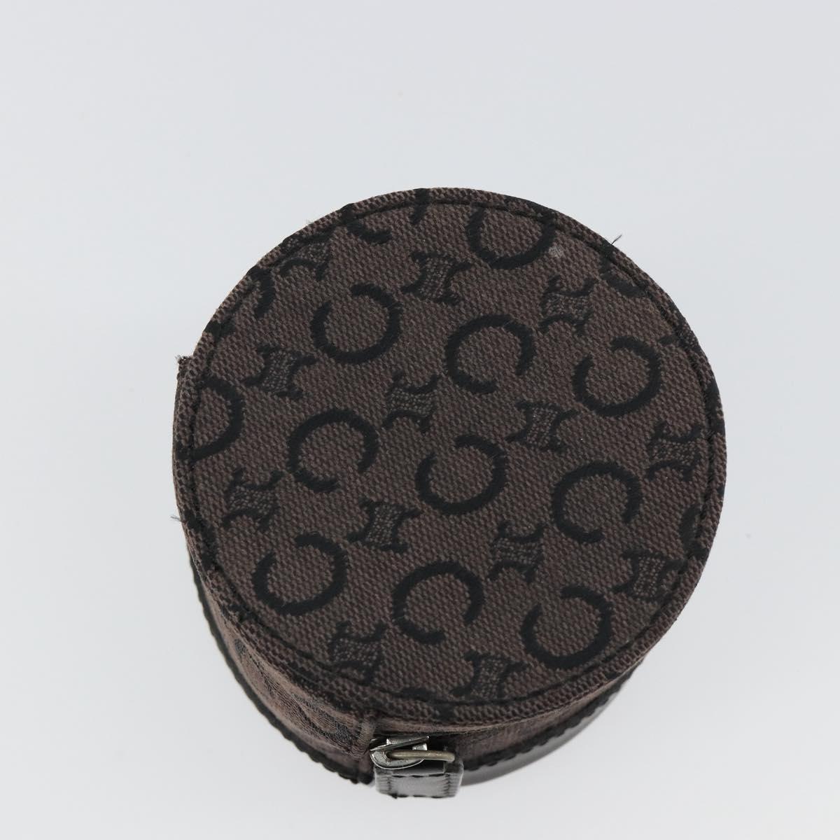 CELINE C Macadam Canvas Pouch PVC Leather Brown Gold Auth 184972A