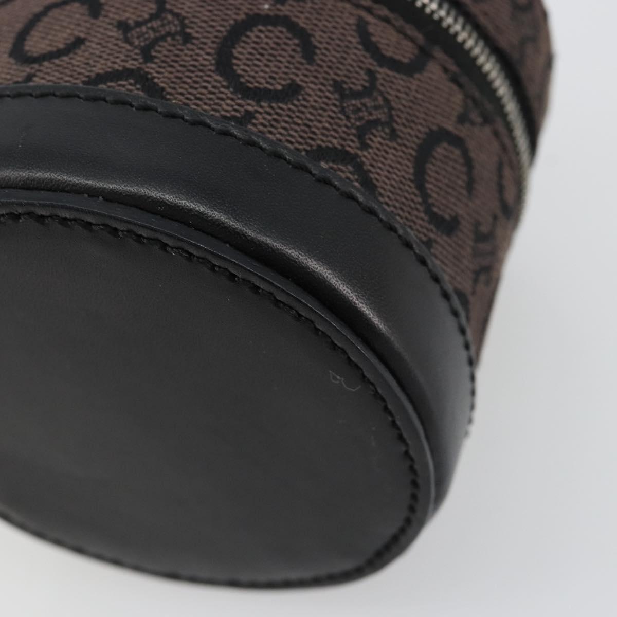 CELINE C Macadam Canvas Pouch PVC Leather Brown Gold Auth 184972A