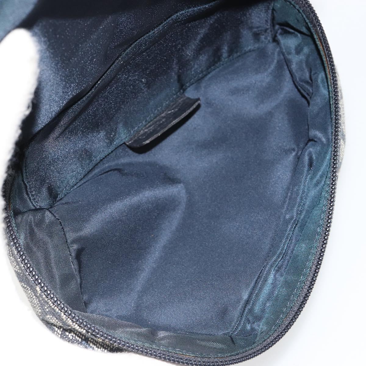 Christian Dior Trotter Canvas Saddle Pouch Navy Gold Auth 184973A