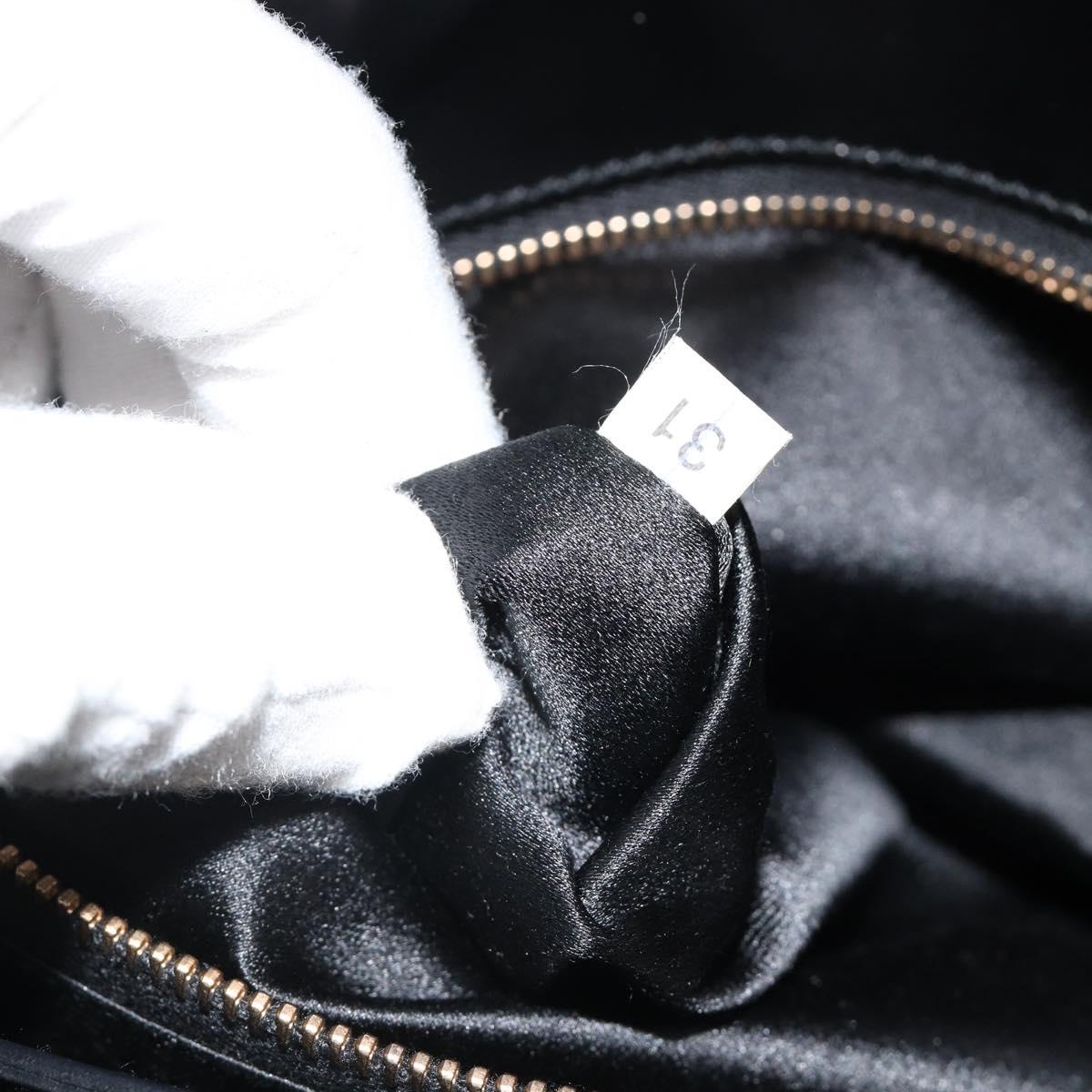 PRADA Hand Bag Leather Black Gold Auth 184974SV
