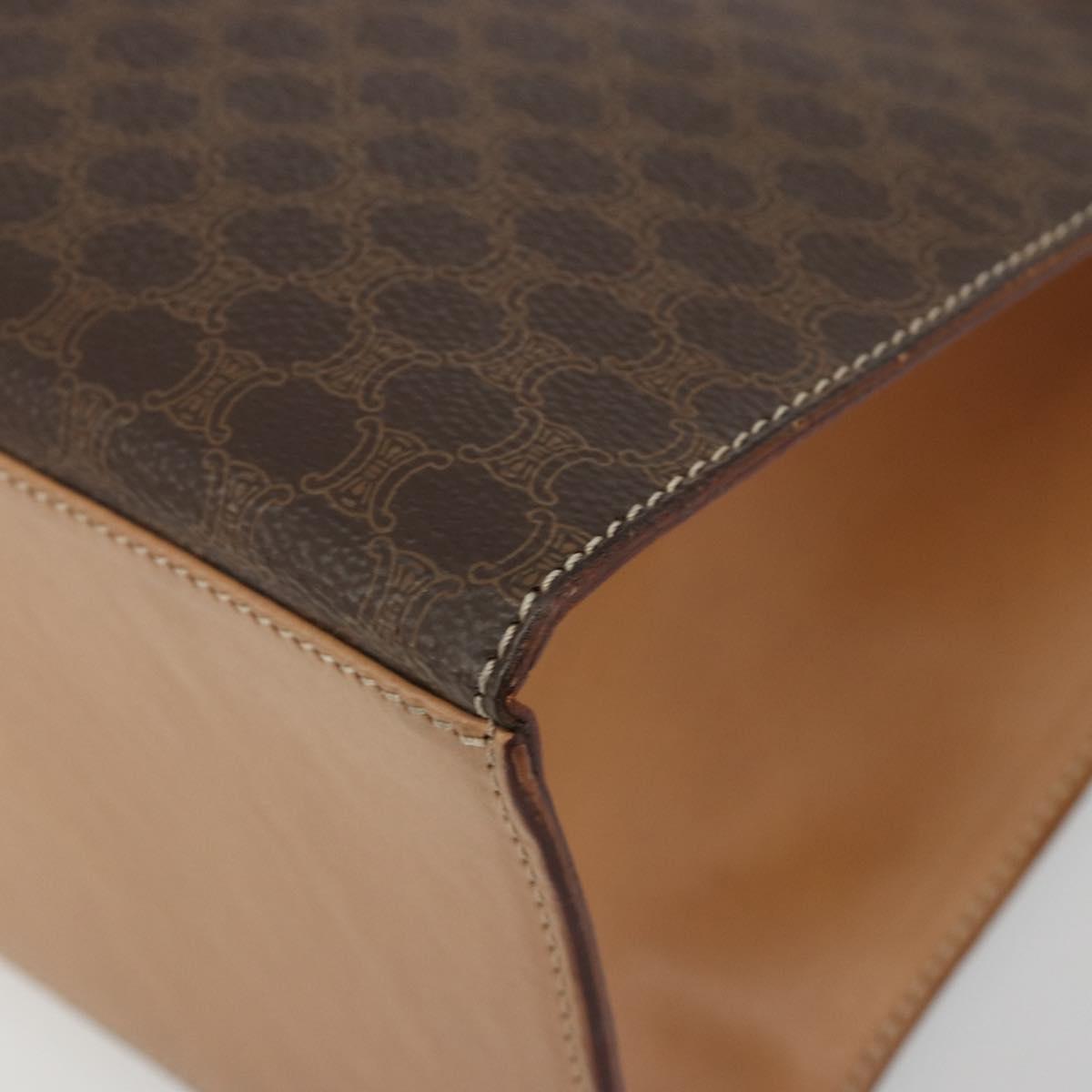 CELINE Macadam Canvas Hand Bag PVC Leather Brown Gold Auth 184975V