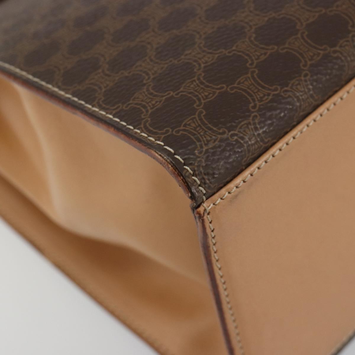 CELINE Macadam Canvas Hand Bag PVC Leather Brown Gold Auth 184975V
