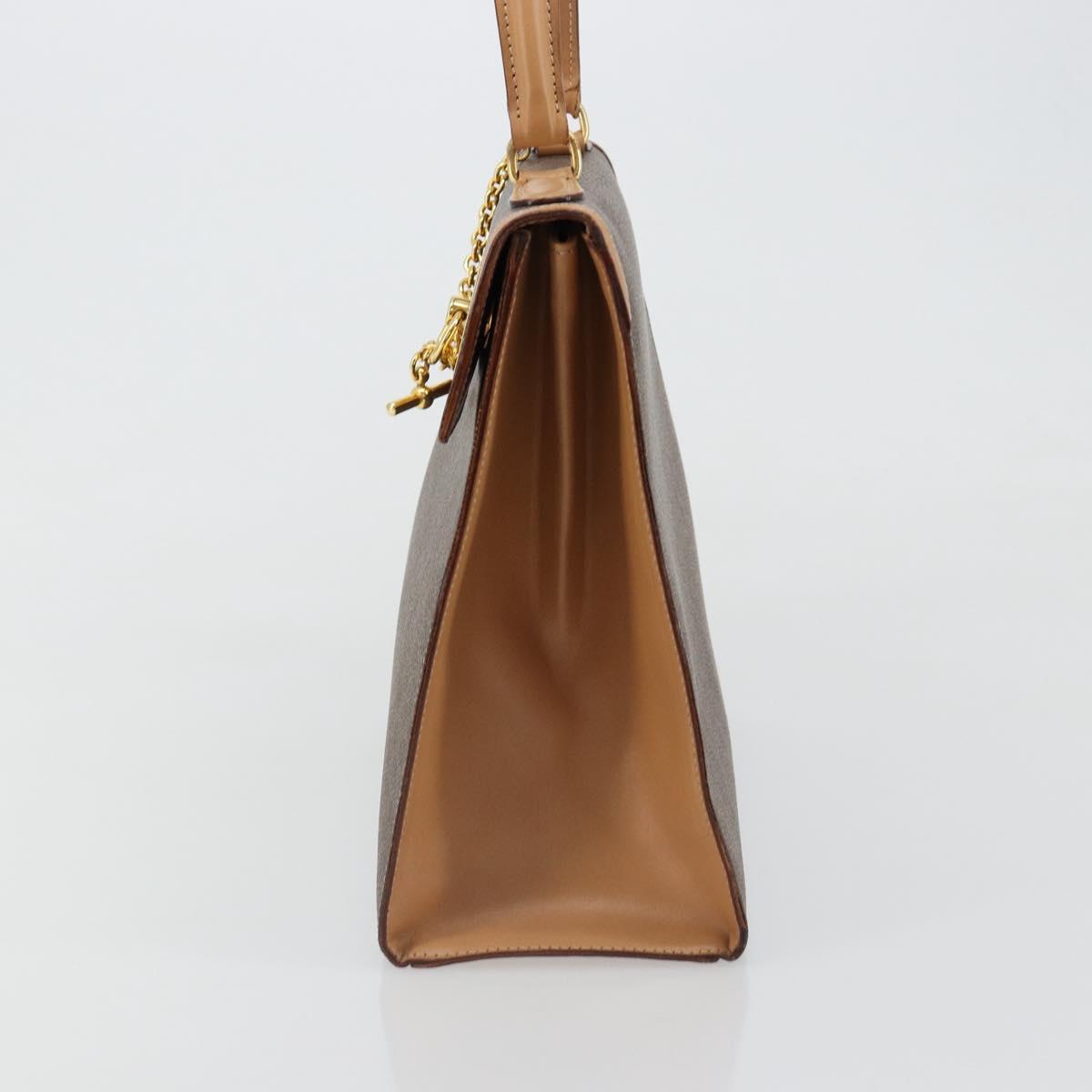 CELINE Macadam Canvas Hand Bag PVC Leather Brown Gold Auth 184975V