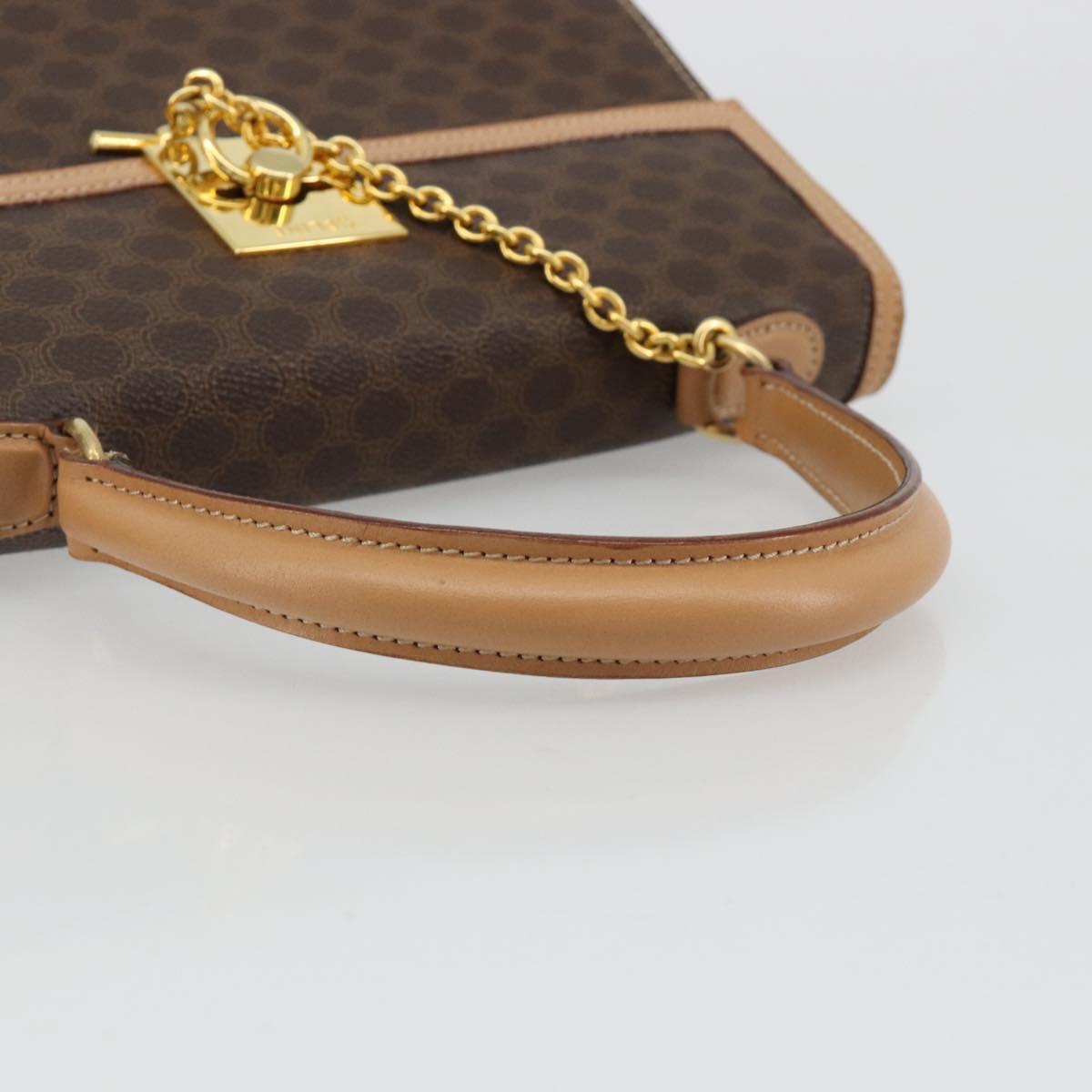 CELINE Macadam Canvas Hand Bag PVC Leather Brown Gold Auth 184975V