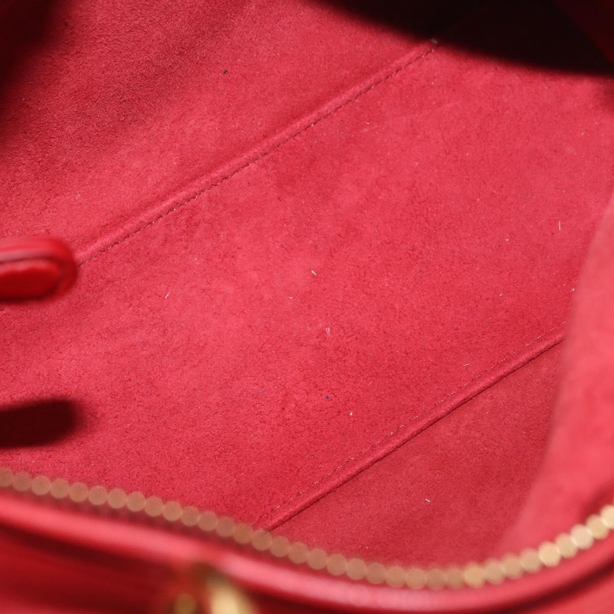 Christian Dior Lady Dior Canage Hand Bag Leather 2way Red Gold Auth 184976M