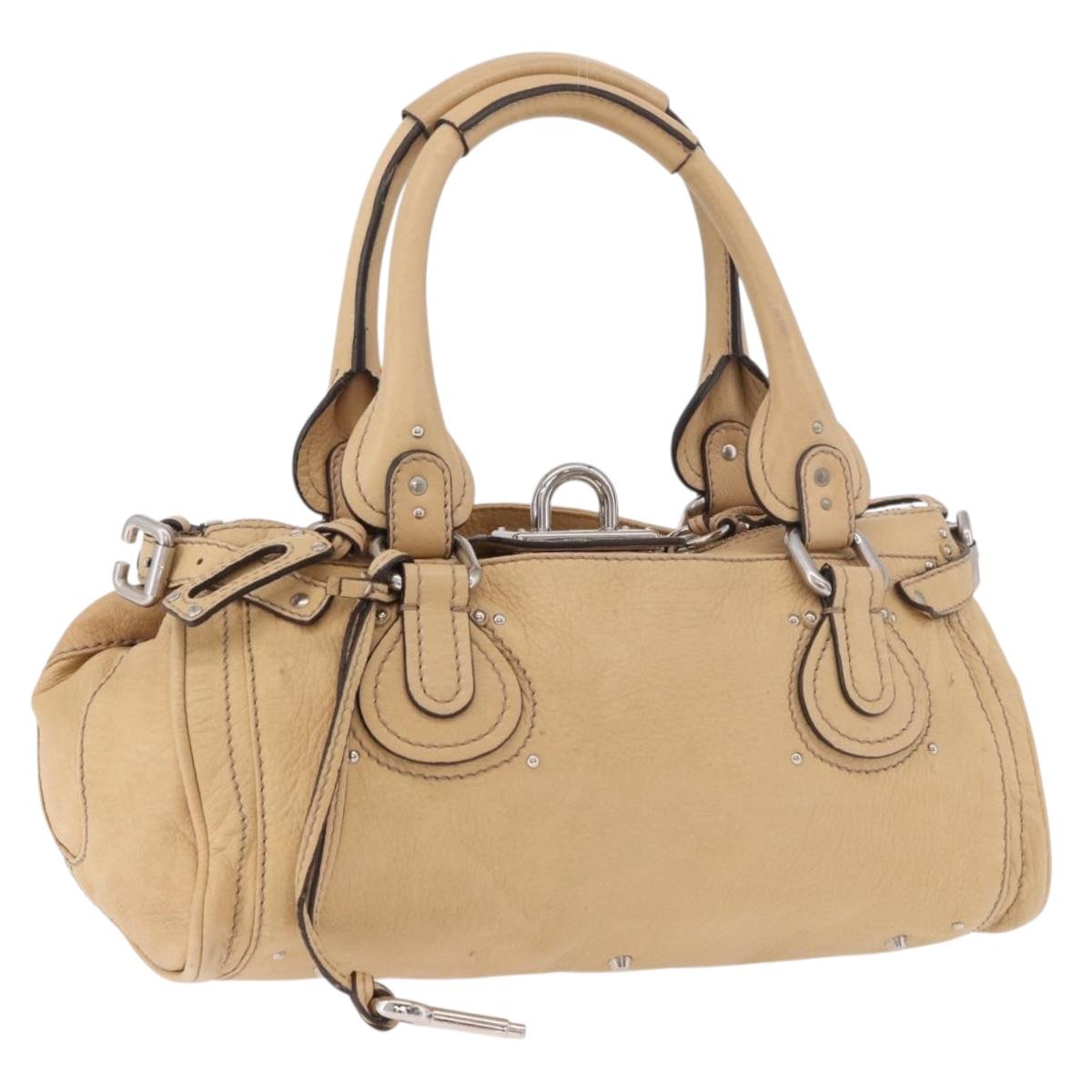 Chloe Paddington Hand Bag Leather Beige Silver Auth 184977A