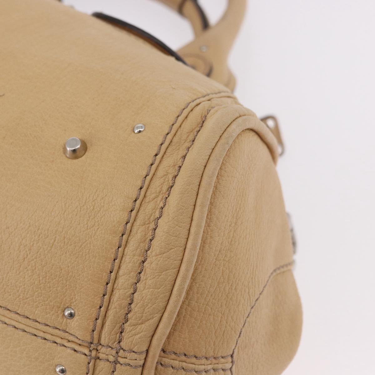 Chloe Paddington Hand Bag Leather Beige Silver Auth 184977A
