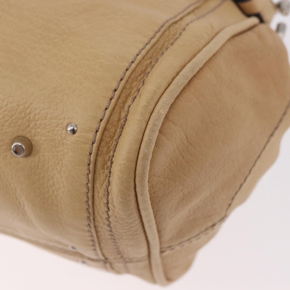 Chloe Paddington Hand Bag Leather Beige Silver Auth 184977A