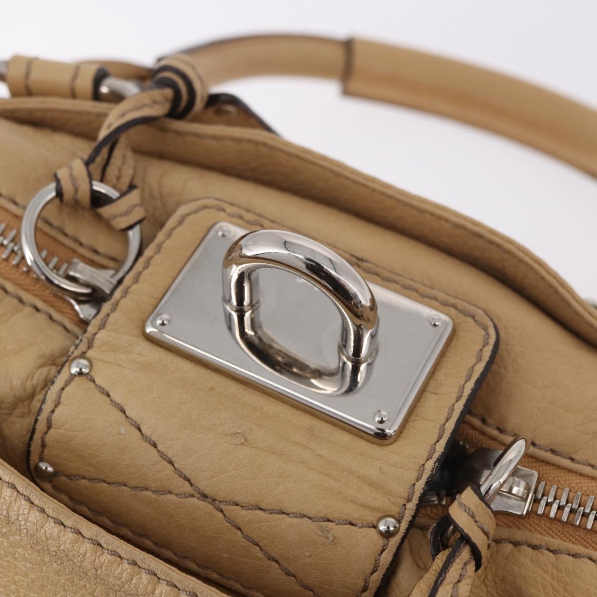Chloe Paddington Hand Bag Leather Beige Silver Auth 184977A