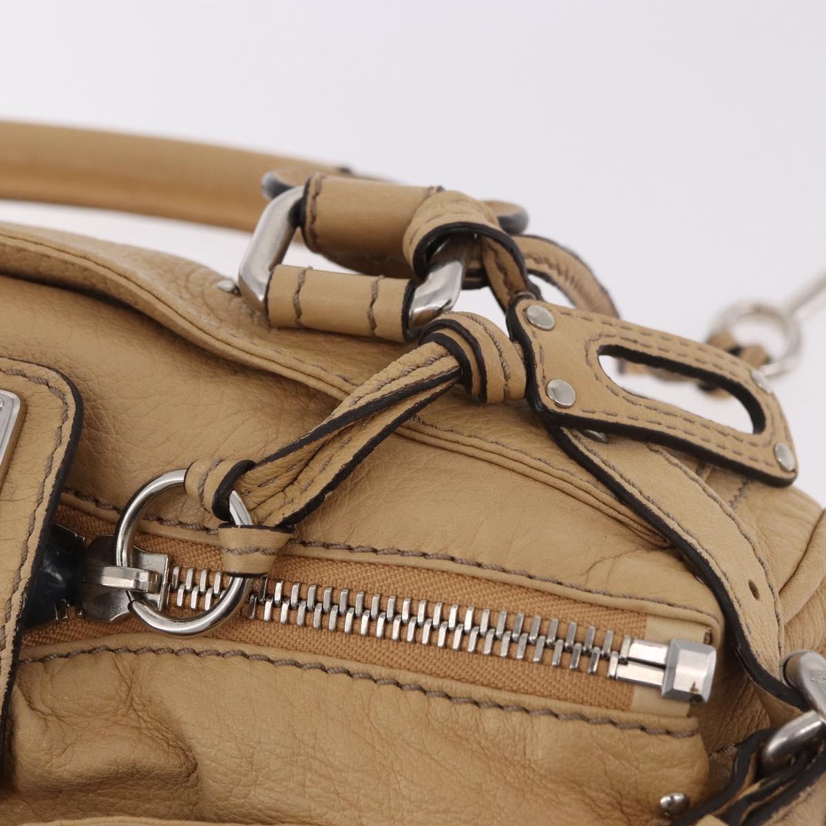 Chloe Paddington Hand Bag Leather Beige Silver Auth 184977A