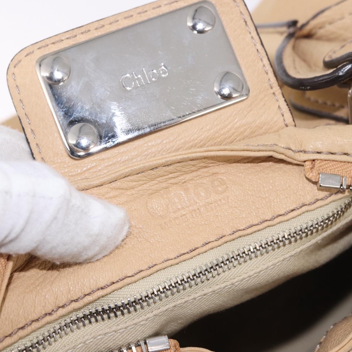 Chloe Paddington Hand Bag Leather Beige Silver Auth 184977A