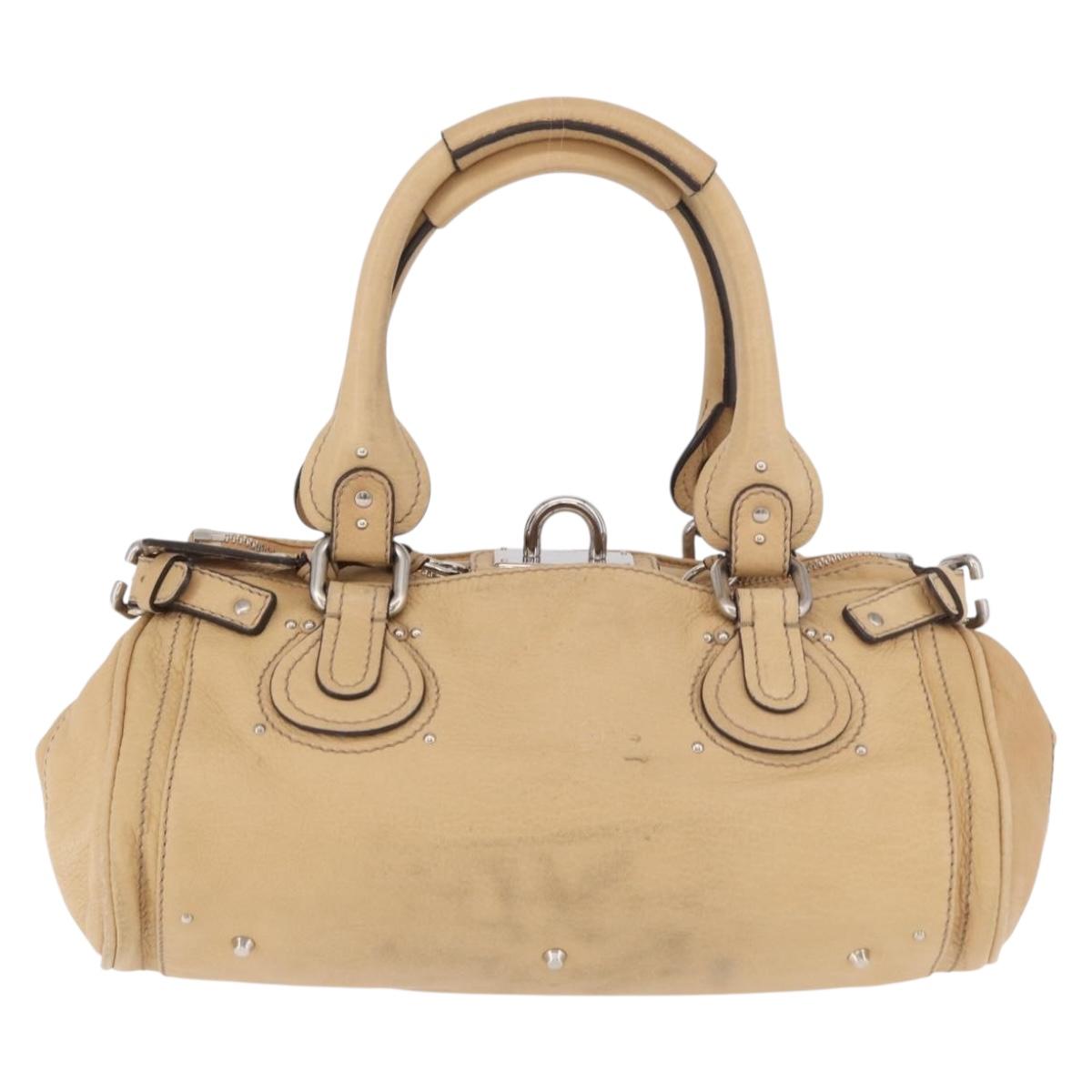 Chloe Paddington Hand Bag Leather Beige Silver Auth 184977A