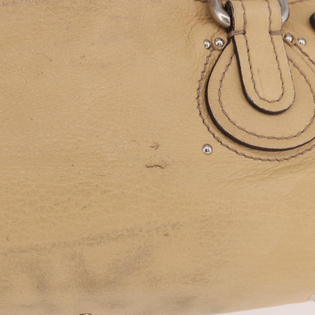 Chloe Paddington Hand Bag Leather Beige Silver Auth 184977A