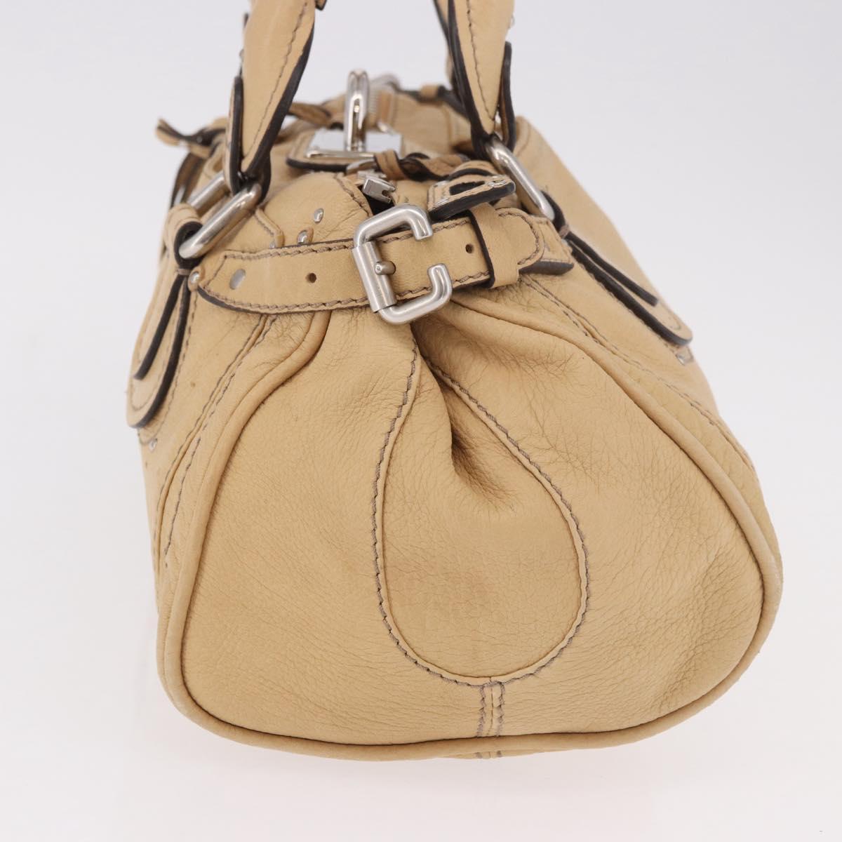 Chloe Paddington Hand Bag Leather Beige Silver Auth 184977A