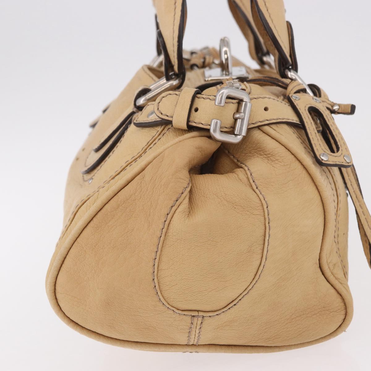 Chloe Paddington Hand Bag Leather Beige Silver Auth 184977A