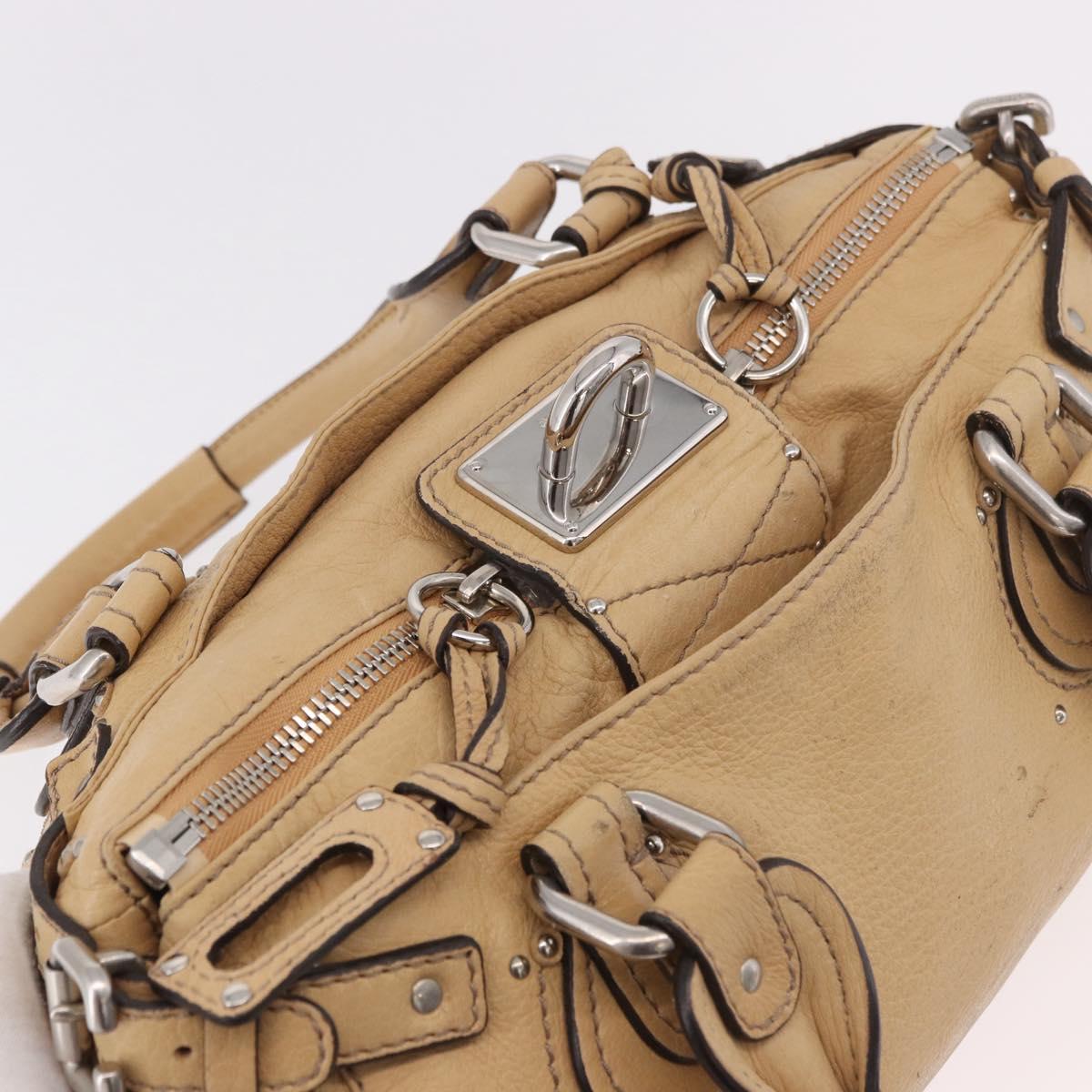 Chloe Paddington Hand Bag Leather Beige Silver Auth 184977A