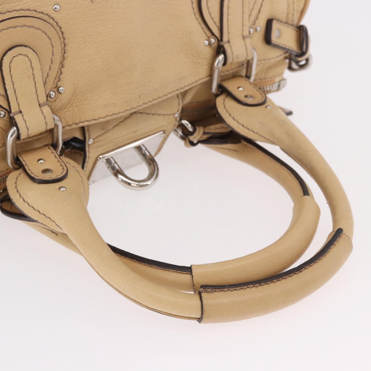 Chloe Paddington Hand Bag Leather Beige Silver Auth 184977A