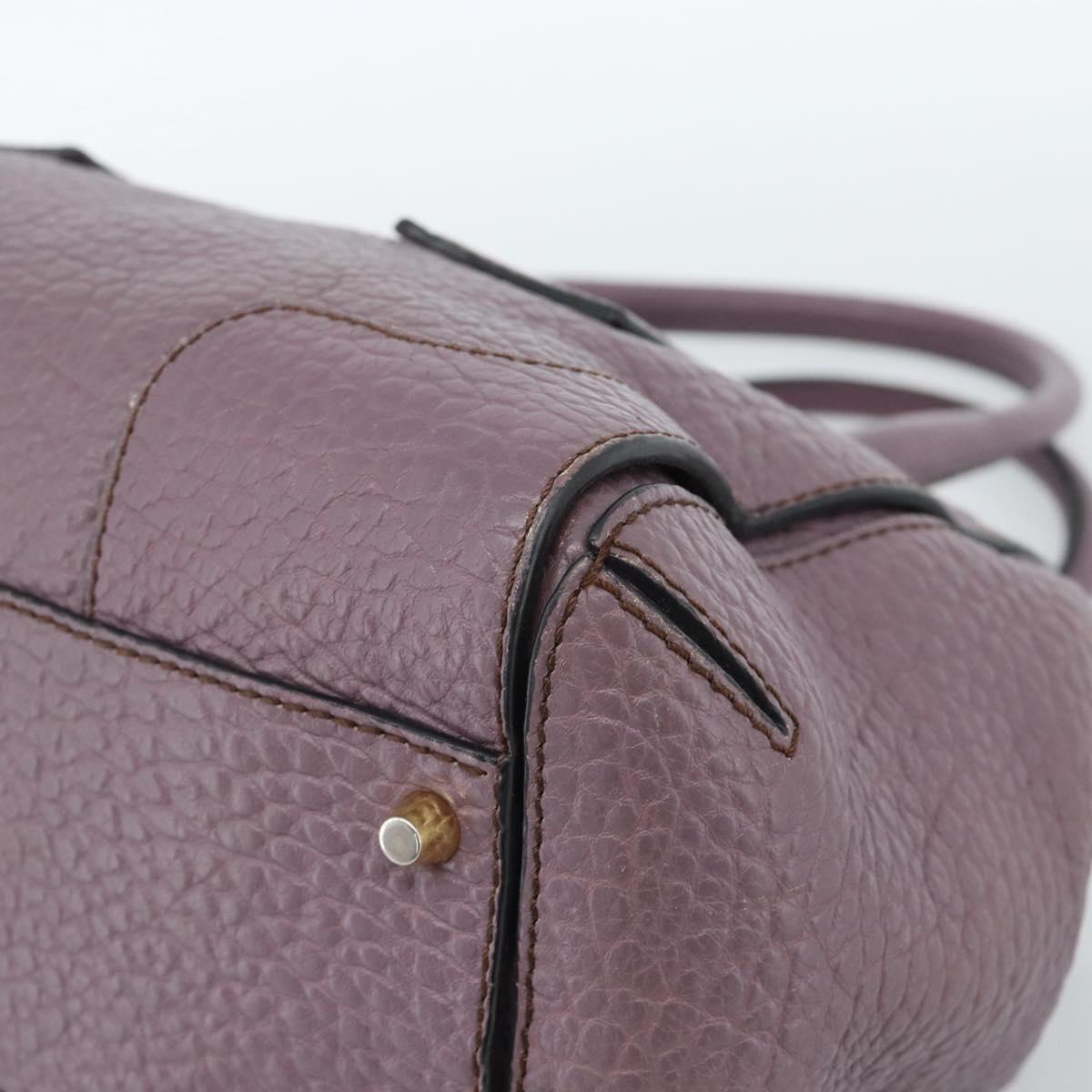 BURBERRY Hand Bag Leather Purple Silver Auth 184978