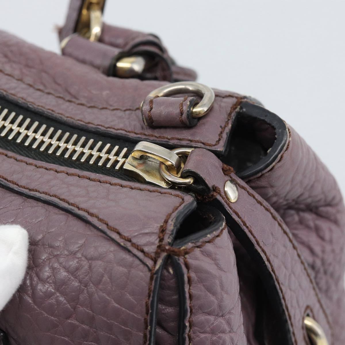 BURBERRY Hand Bag Leather Purple Silver Auth 184978