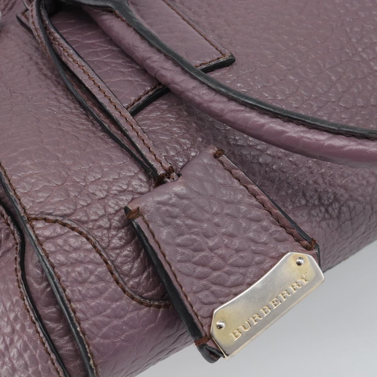 BURBERRY Hand Bag Leather Purple Silver Auth 184978
