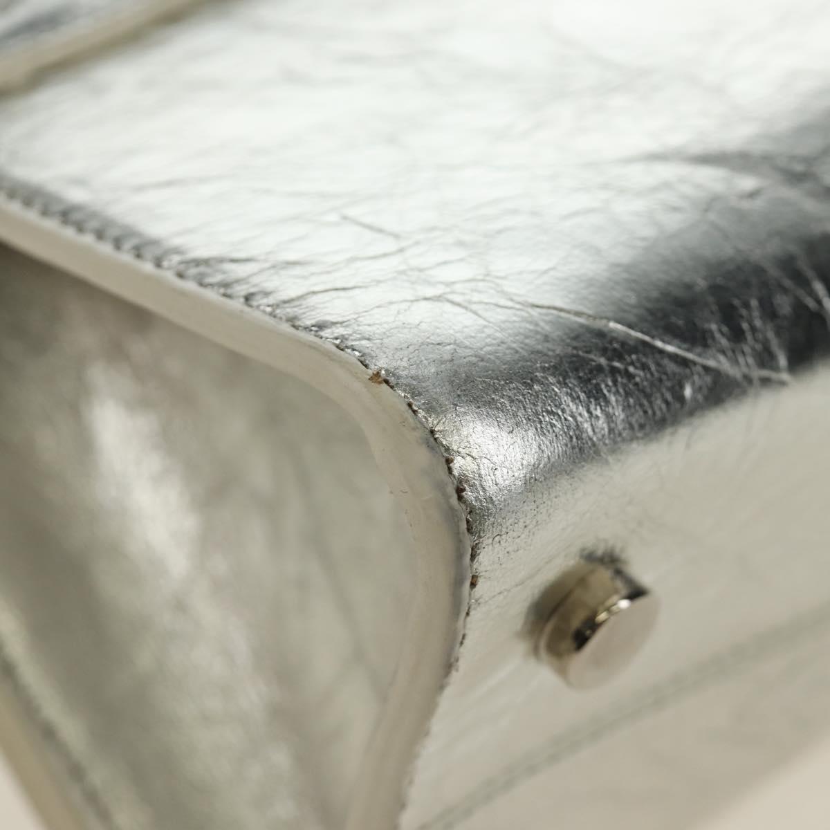 Christian Dior Hand Bag Leather 2way Silver Auth 184980V