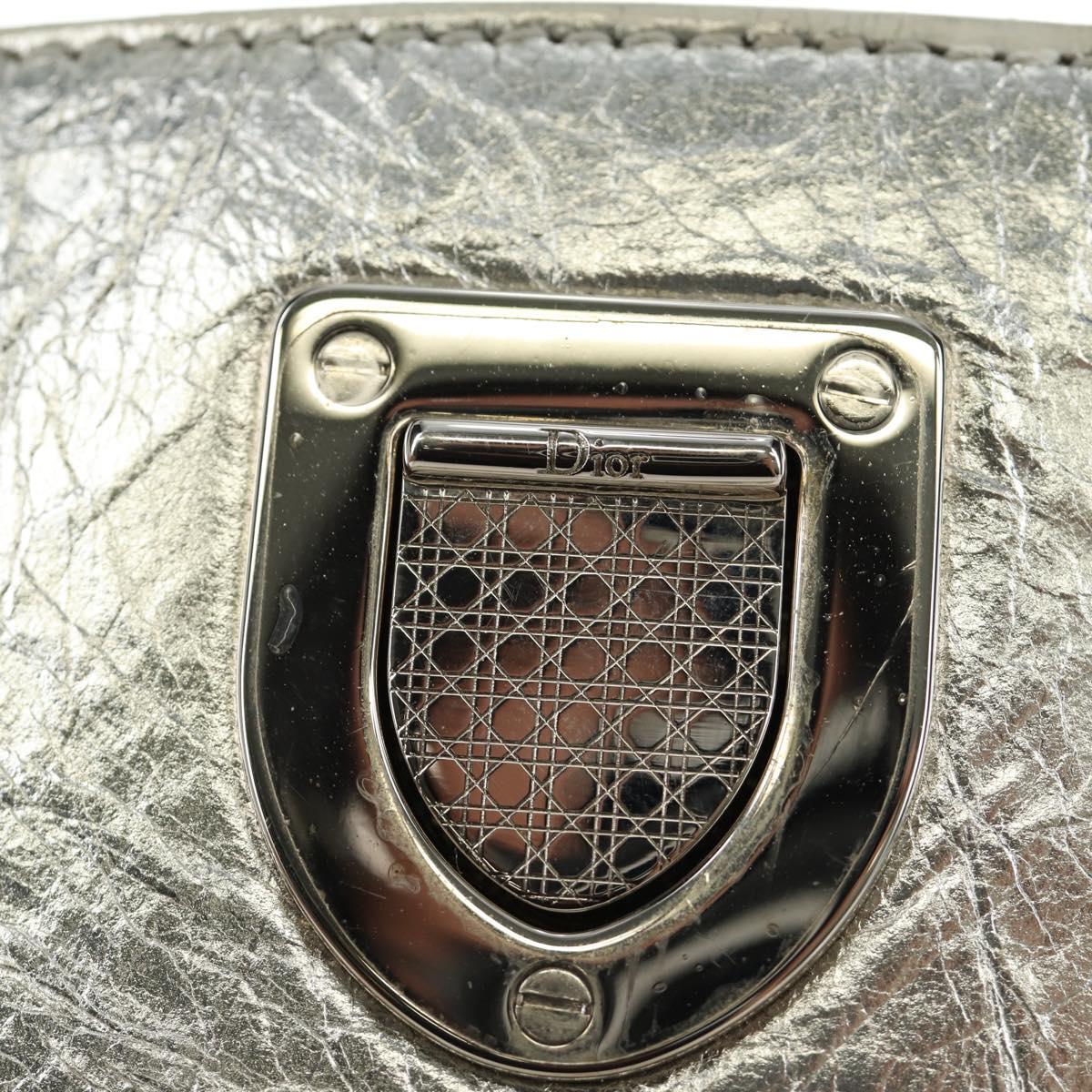 Christian Dior Hand Bag Leather 2way Silver Auth 184980V