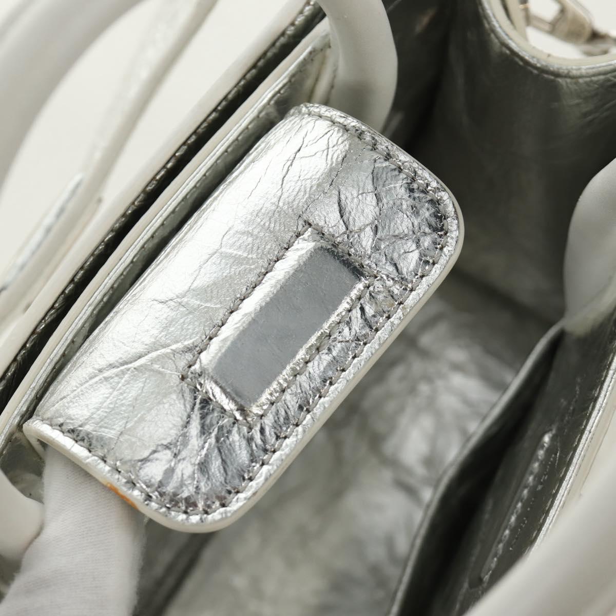 Christian Dior Hand Bag Leather 2way Silver Auth 184980V