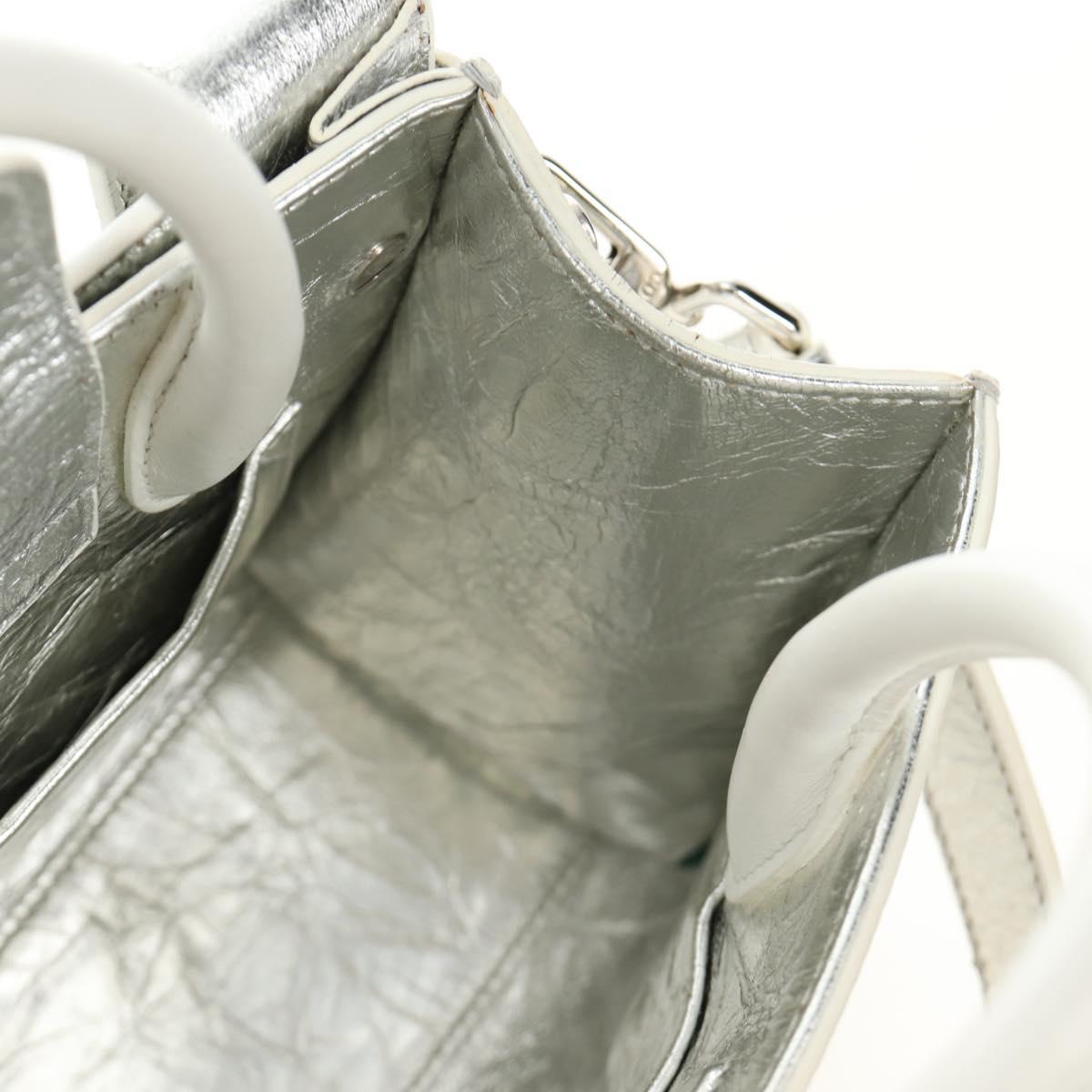 Christian Dior Hand Bag Leather 2way Silver Auth 184980V