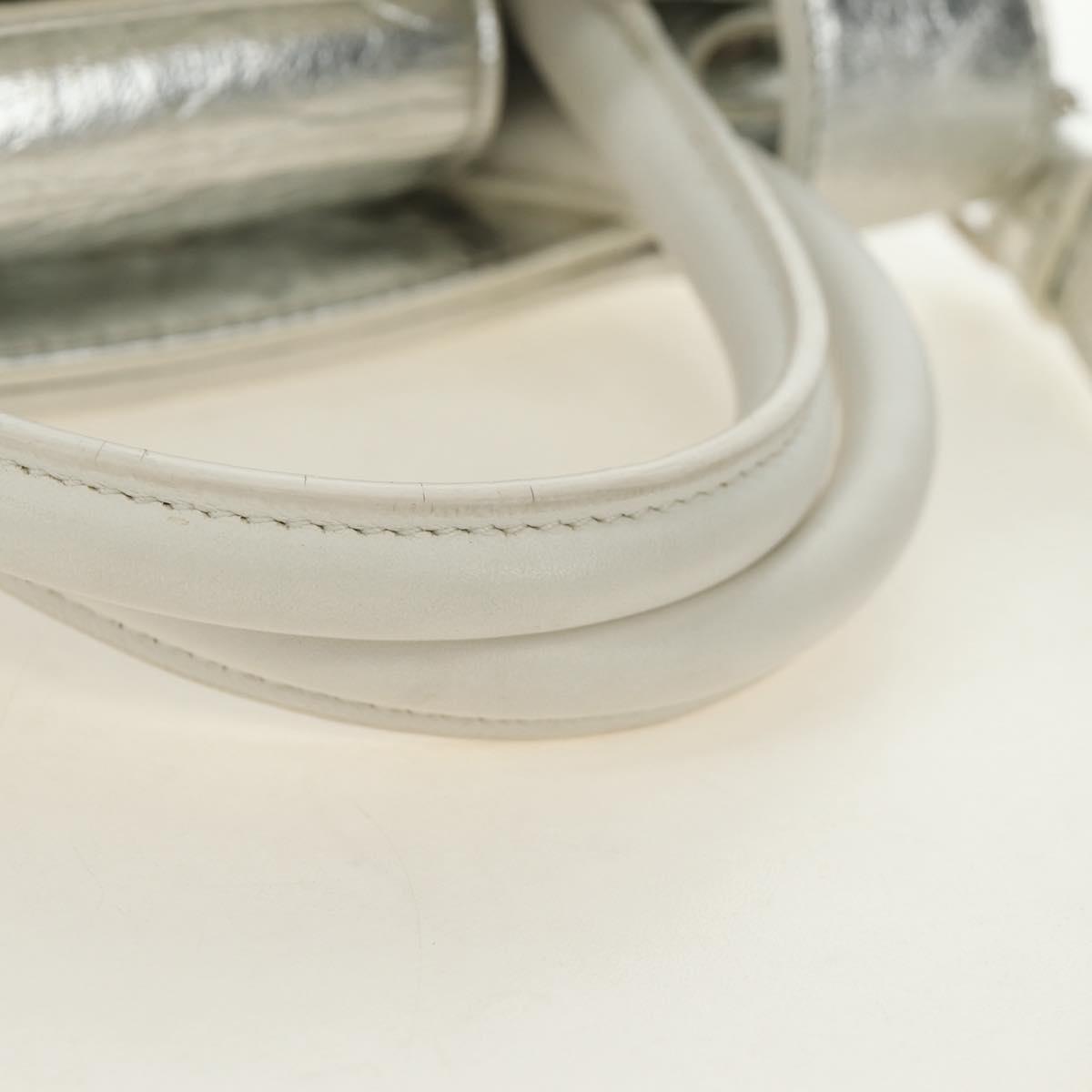 Christian Dior Hand Bag Leather 2way Silver Auth 184980V