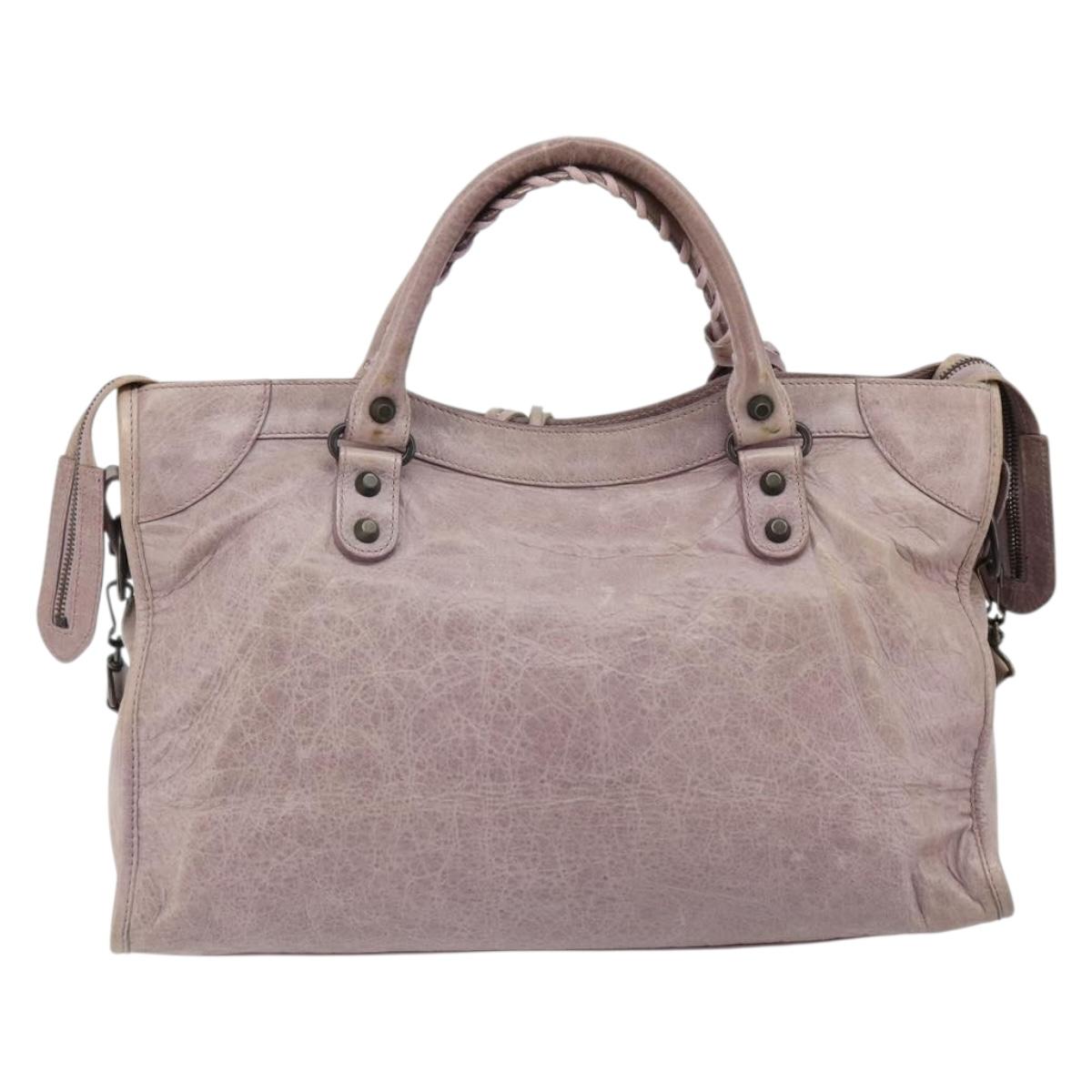 BALENCIAGA The City Hand Bag Leather 2way Purple 115748 Auth 184981SM
