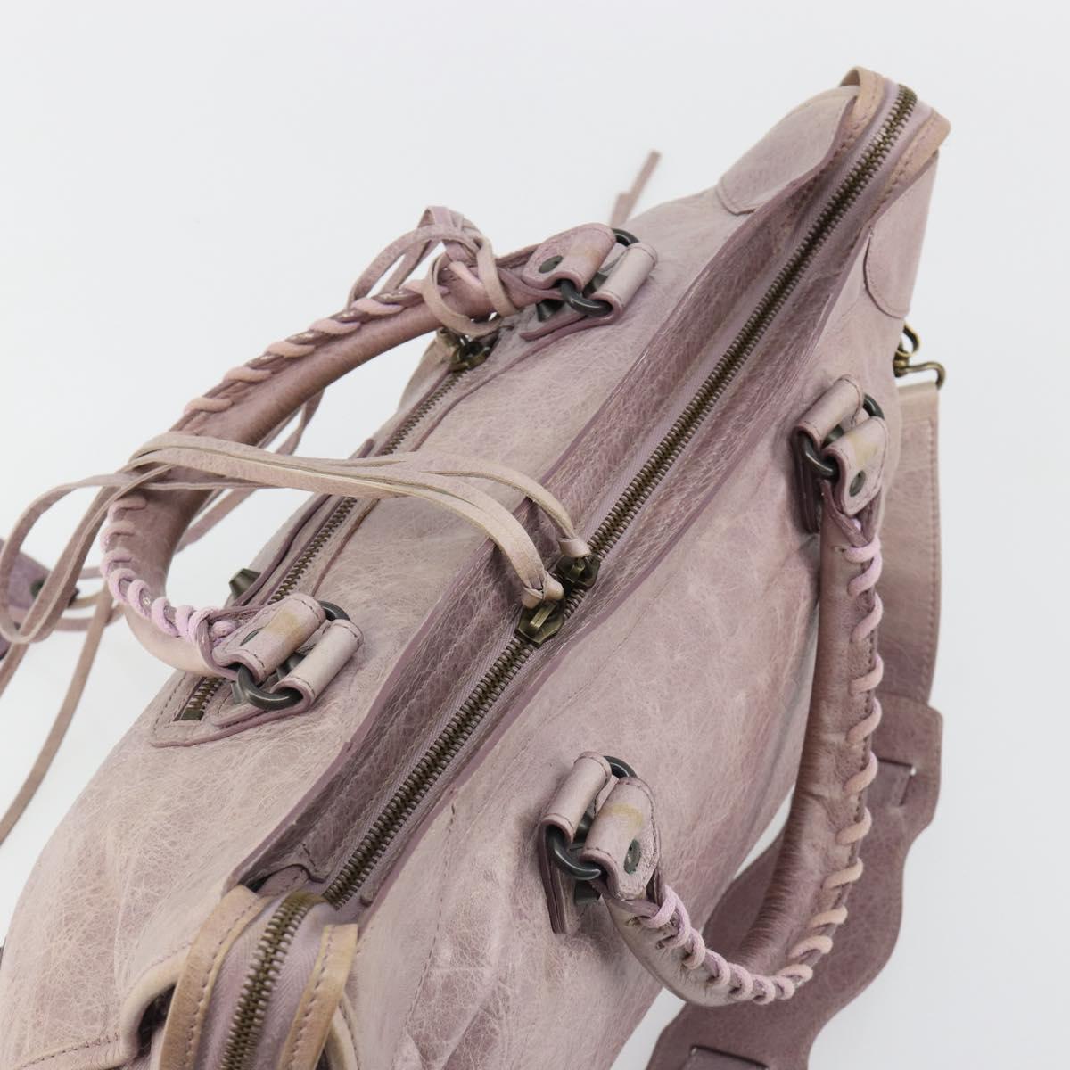 BALENCIAGA The City Hand Bag Leather 2way Purple 115748 Auth 184981SM