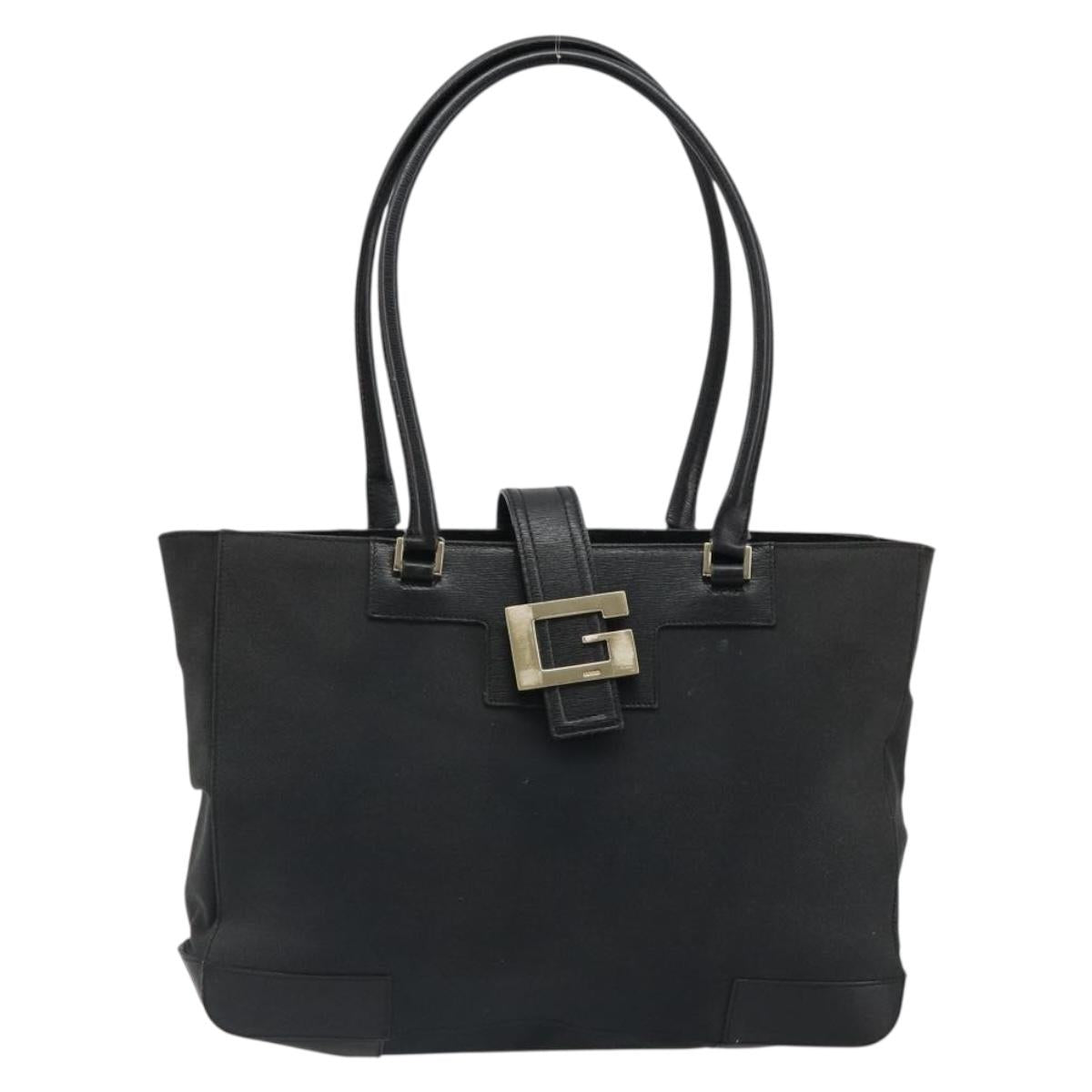 GUCCI Tote Bag Canvas Black Gold 002 1109 Auth 184982