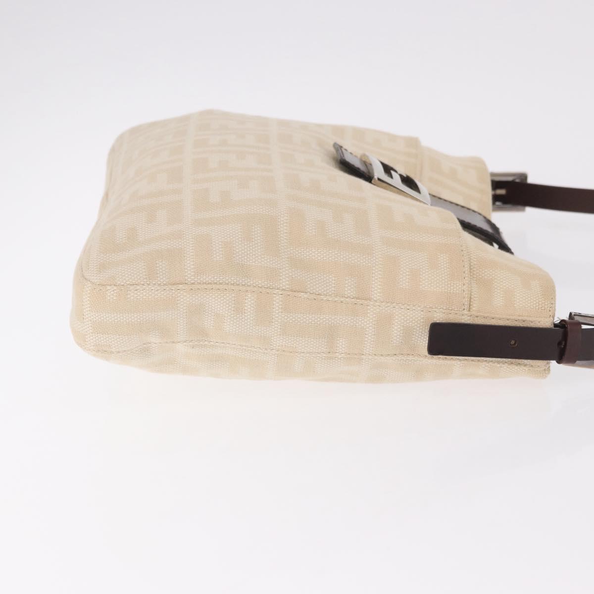 FENDI Zucca Canvas Mamma Baguette Shoulder Bag Beige Silver Auth 184984SAV