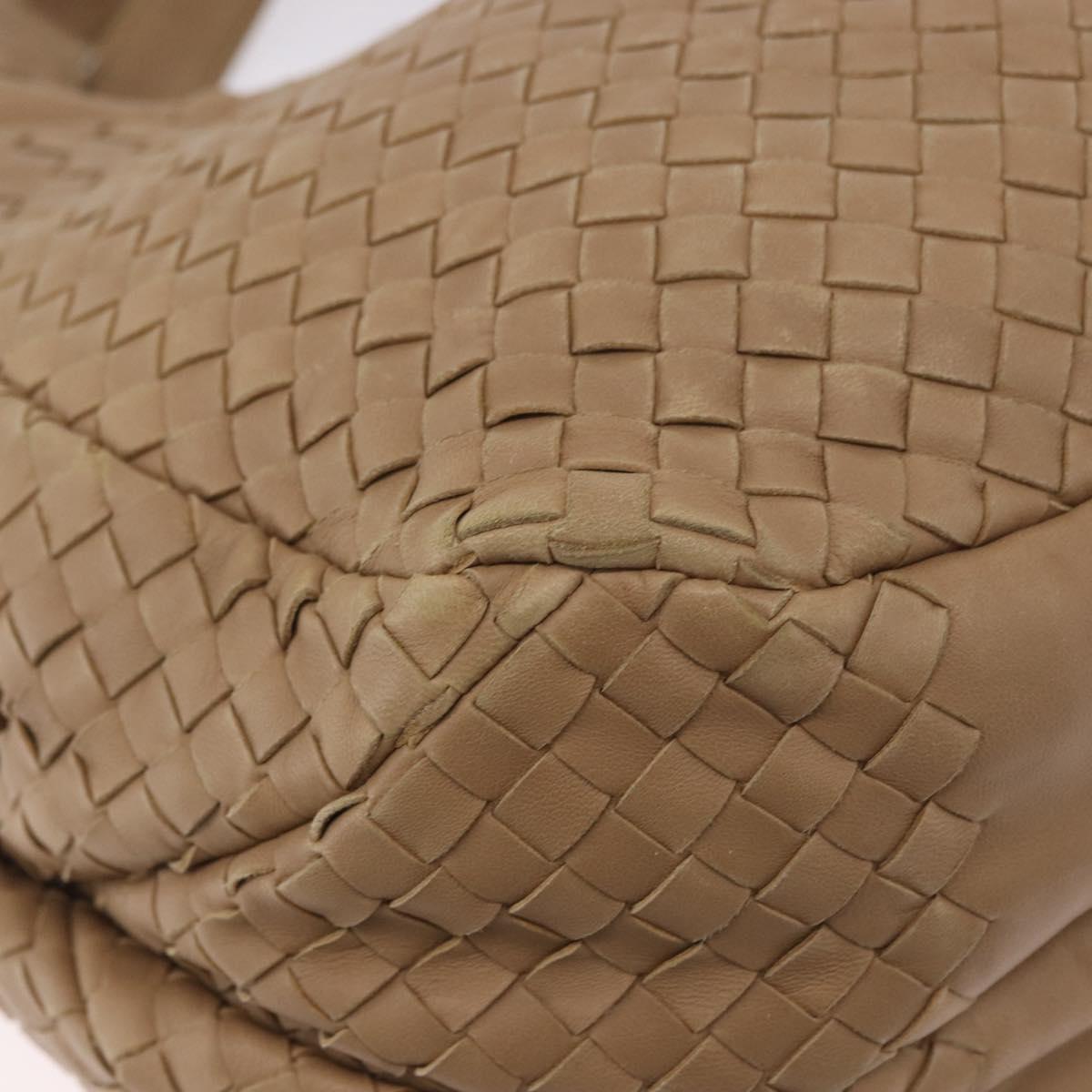 BOTTEGA VENETA INTRECCIATO Shoulder Bag Leather Beige 125787 Auth 184985SV