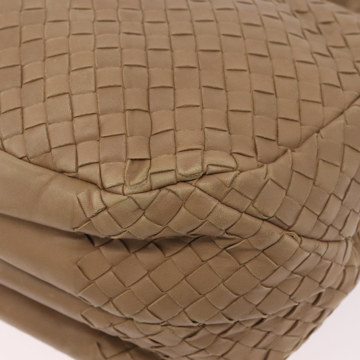 BOTTEGA VENETA INTRECCIATO Shoulder Bag Leather Beige 125787 Auth 184985SV
