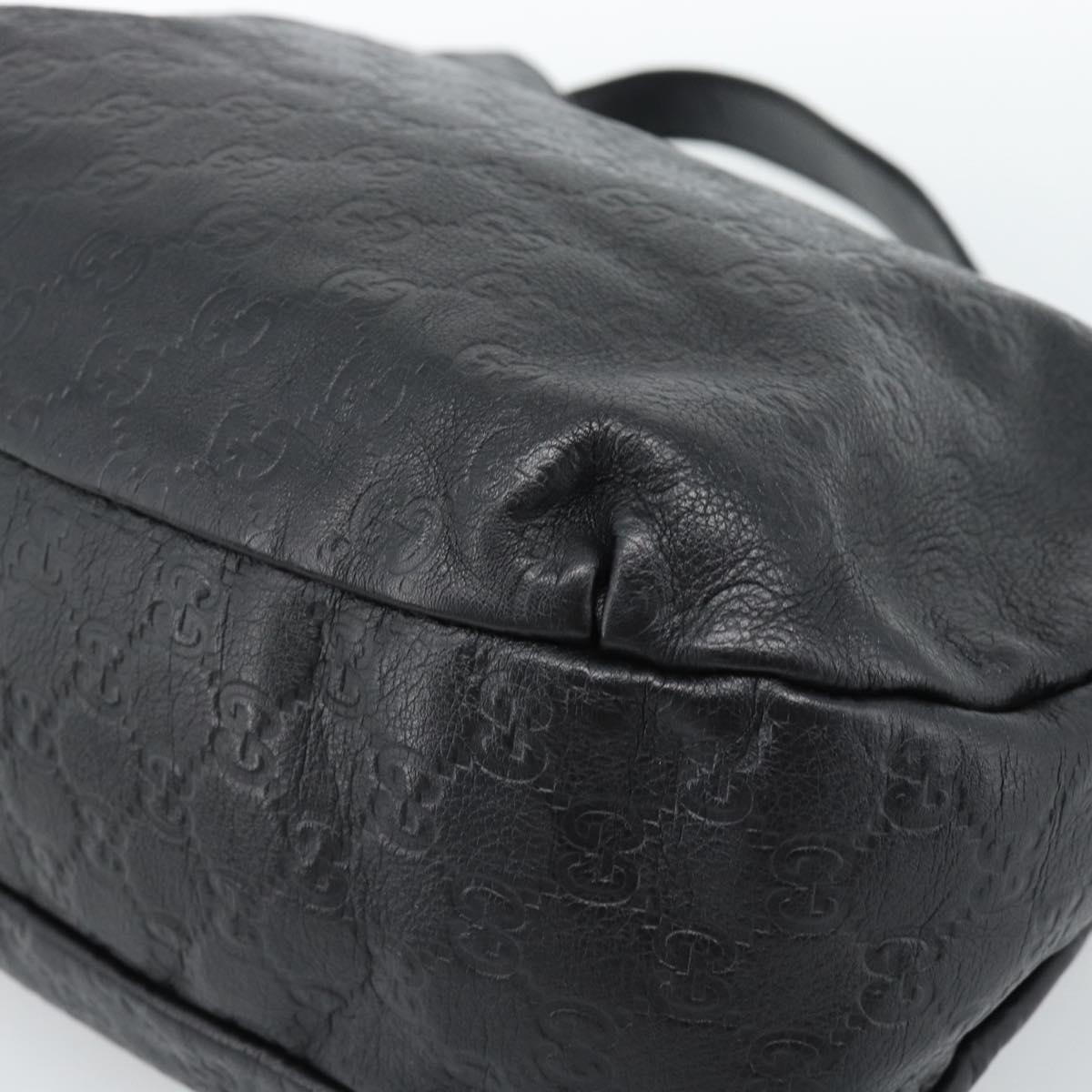 GUCCI GG Canvas Guccissima Shoulder Bag Leather Black Gold 211933 Auth 184986V