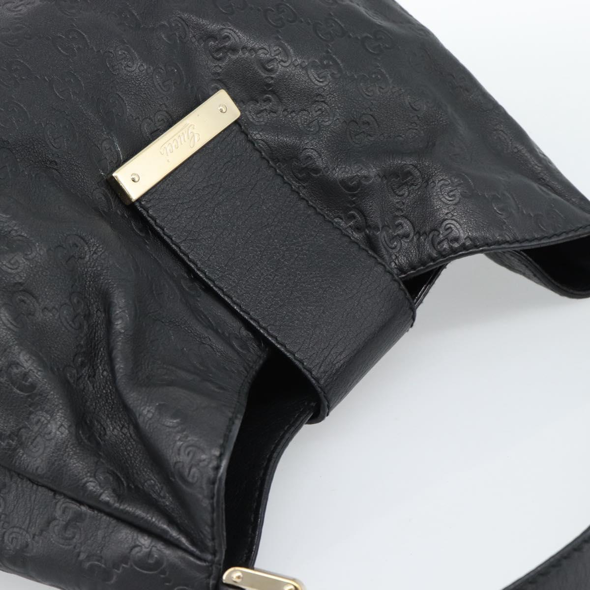 GUCCI GG Canvas Guccissima Shoulder Bag Leather Black Gold 211933 Auth 184986V