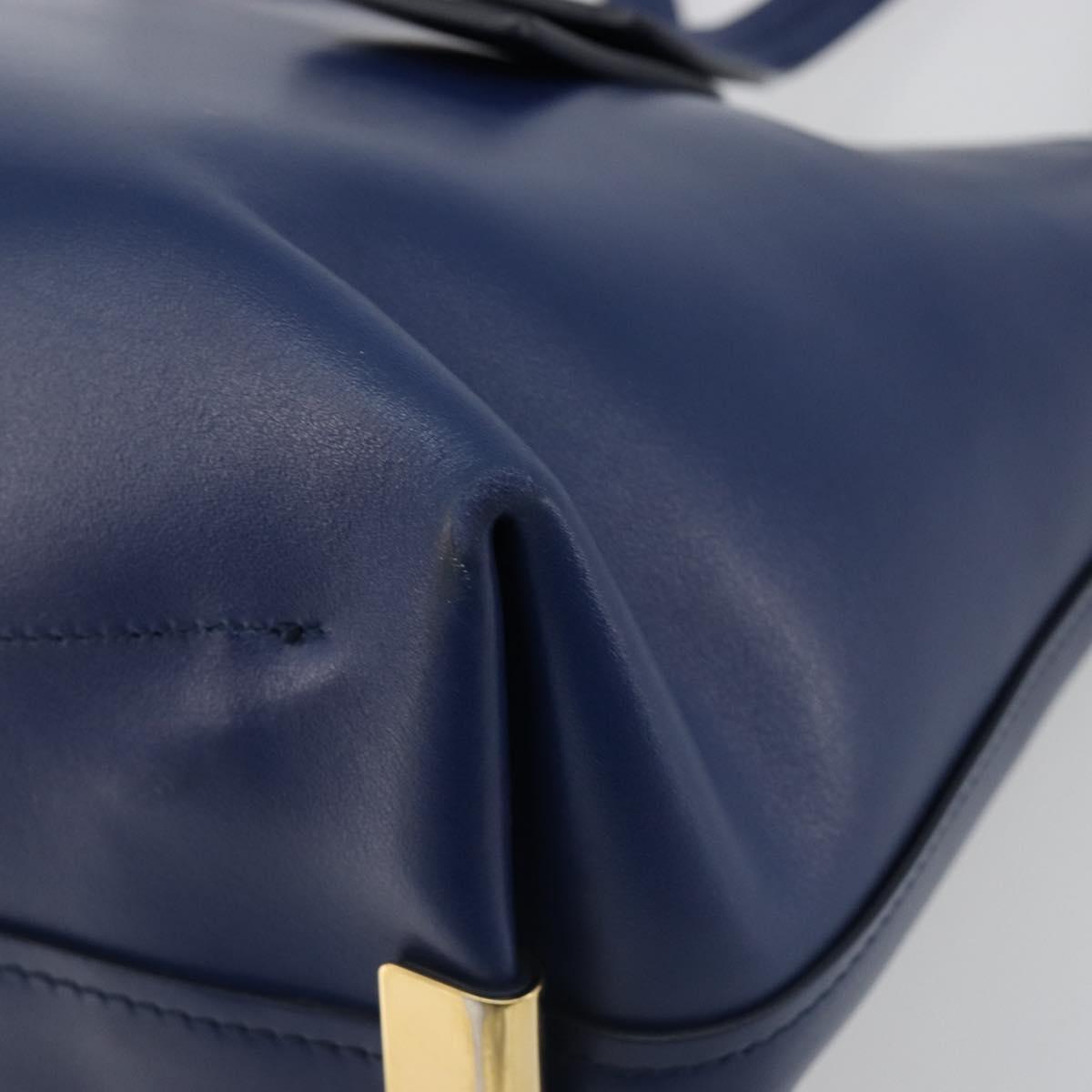 Chloe Tote Bag Leather Blue Gold Auth 184989A