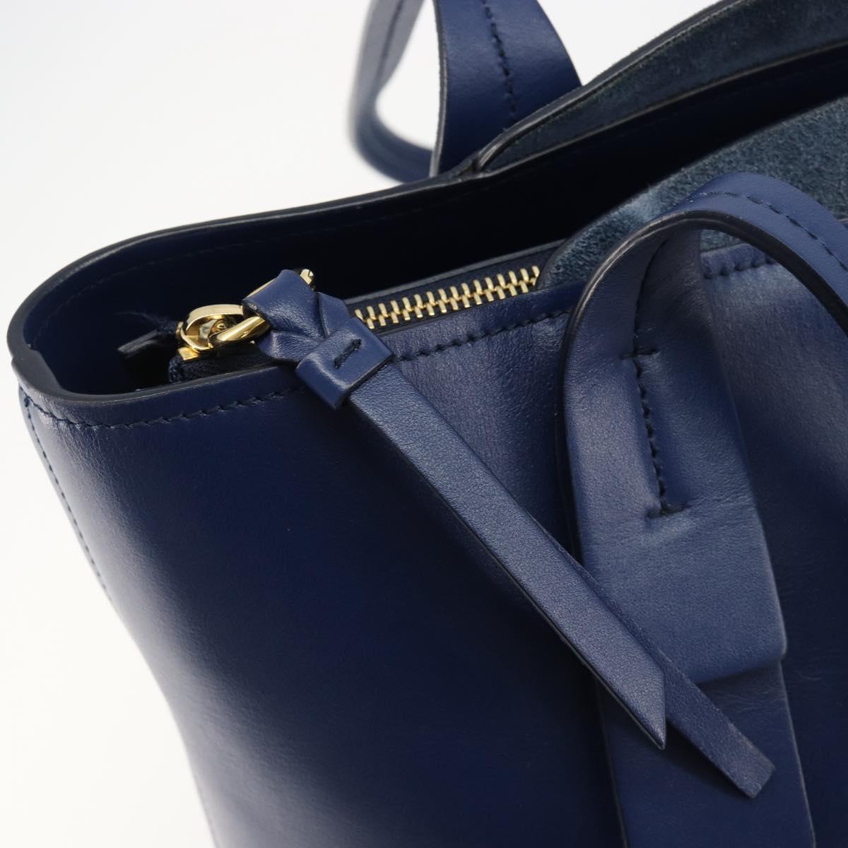 Chloe Tote Bag Leather Blue Gold Auth 184989A