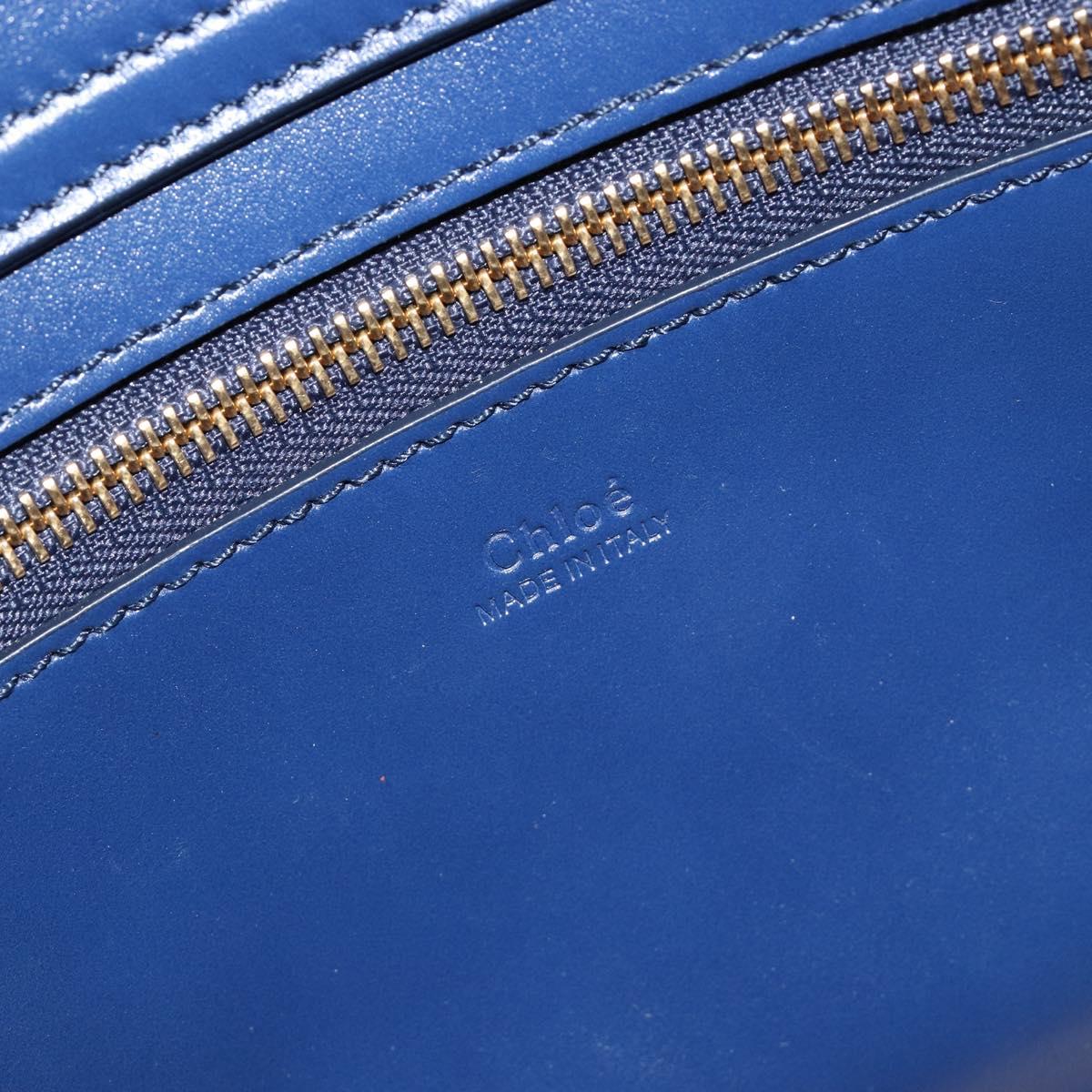 Chloe Tote Bag Leather Blue Gold Auth 184989A