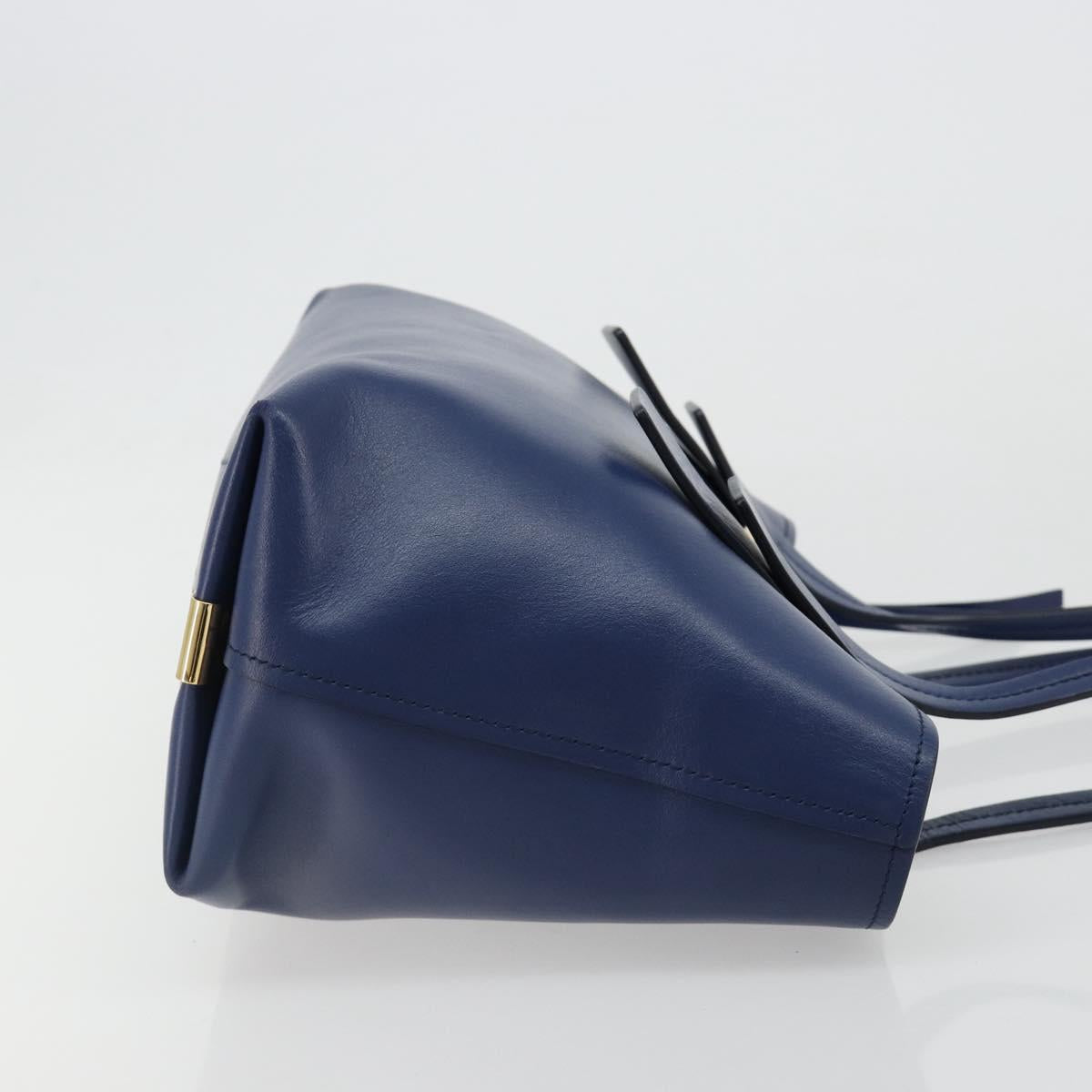Chloe Tote Bag Leather Blue Gold Auth 184989A