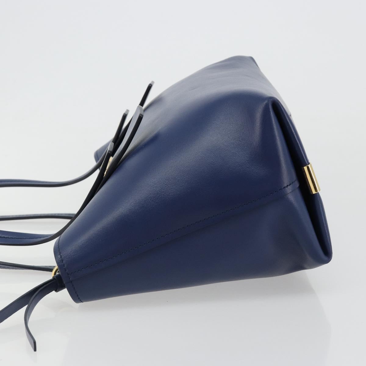 Chloe Tote Bag Leather Blue Gold Auth 184989A